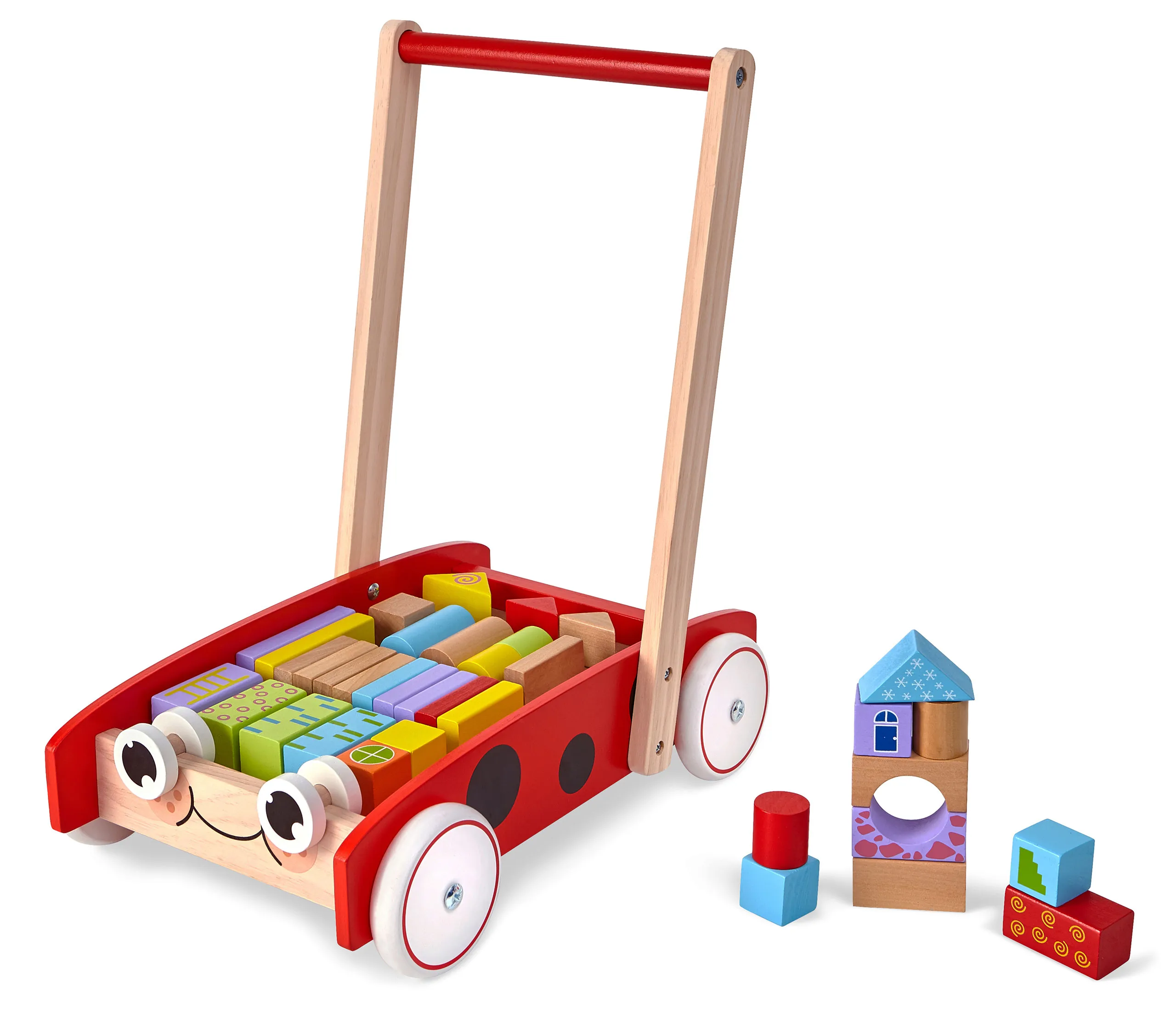 ecotoys drvena guralica s kockicama 40kom. - slika 3