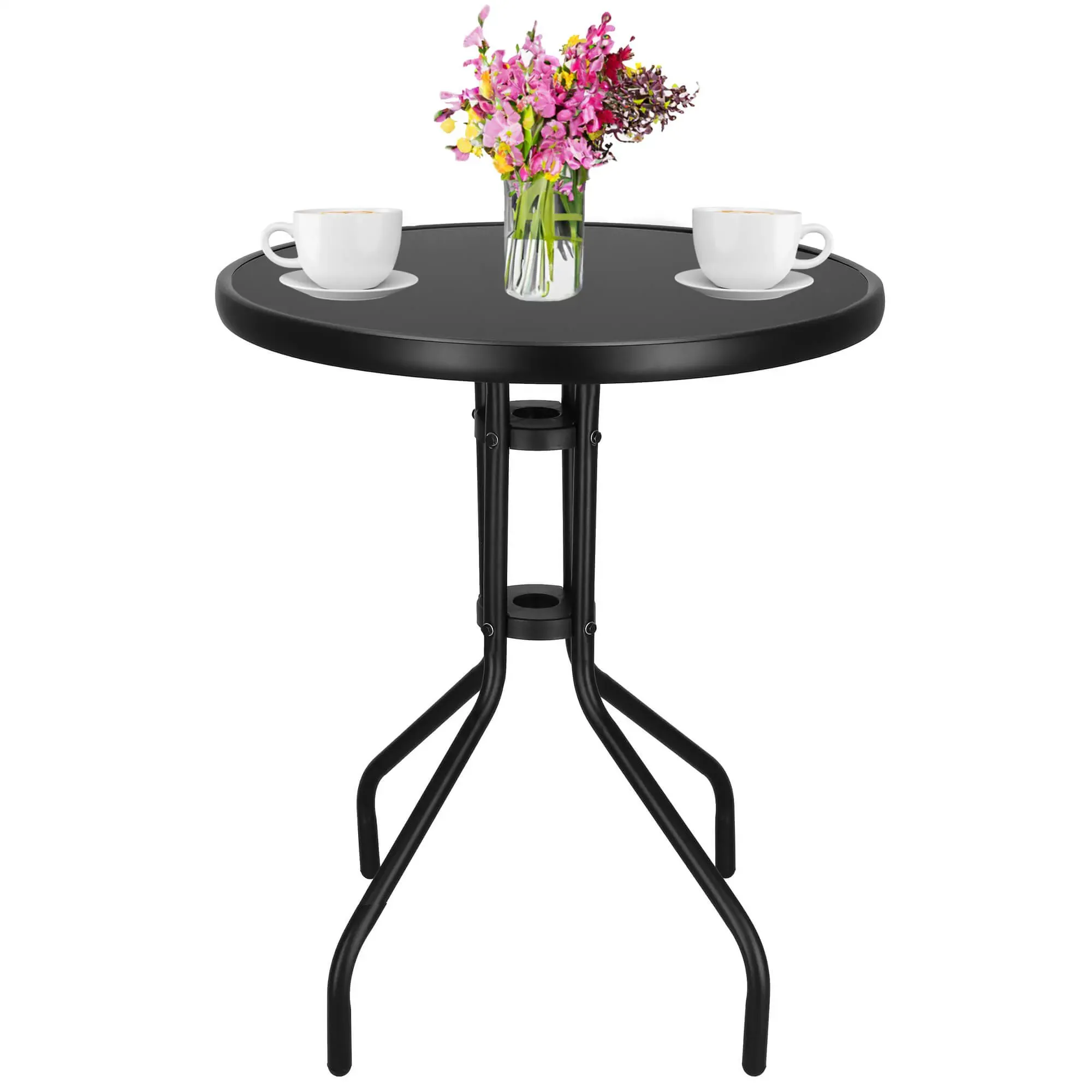 springos metalni okrugli vrtni stol, 60 cm, crni - slika 2