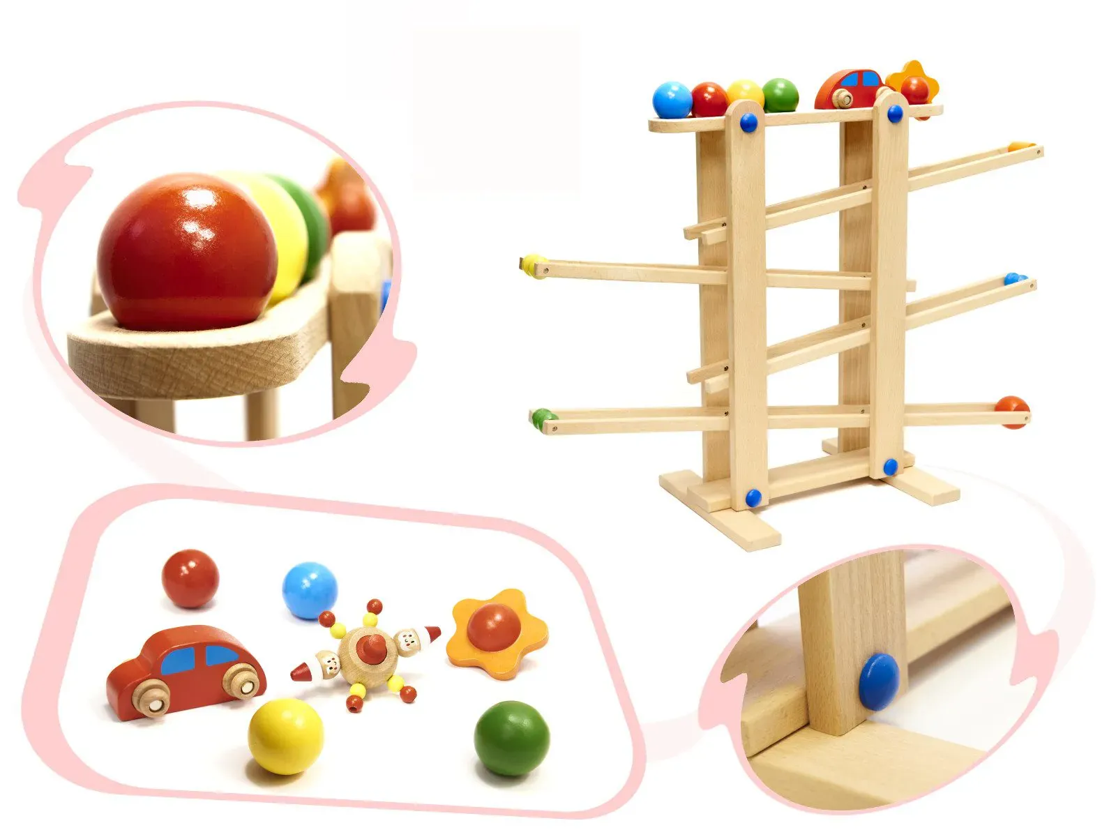 montessori xxl drvena staza s loptom - slika 1