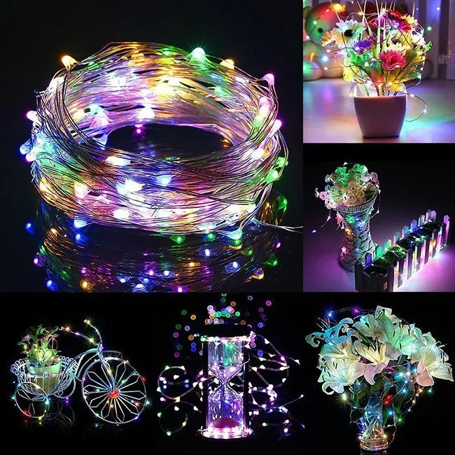 led lampice na baterije, 100 led šarene diode - slika 4