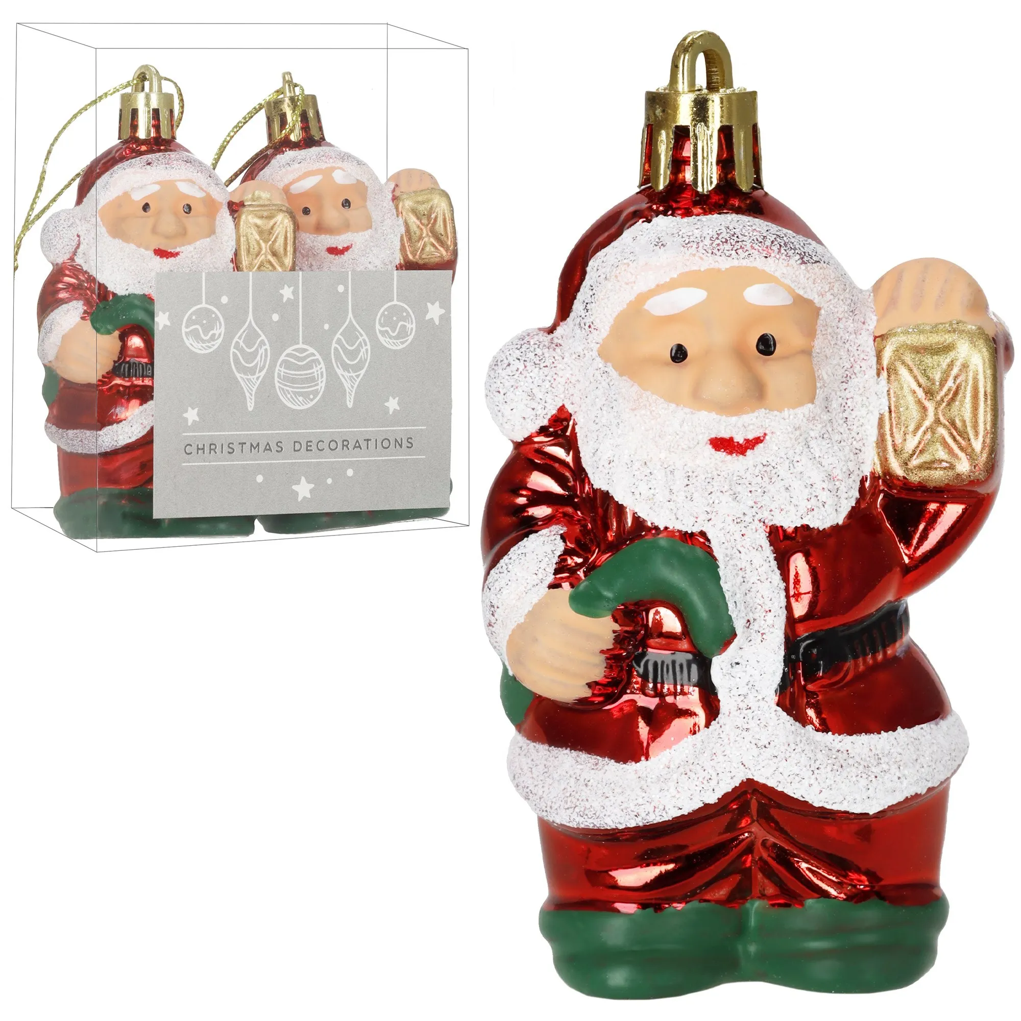 božićni ukrasi djed božićnjak 8 cm – set 2 komada - slika 4