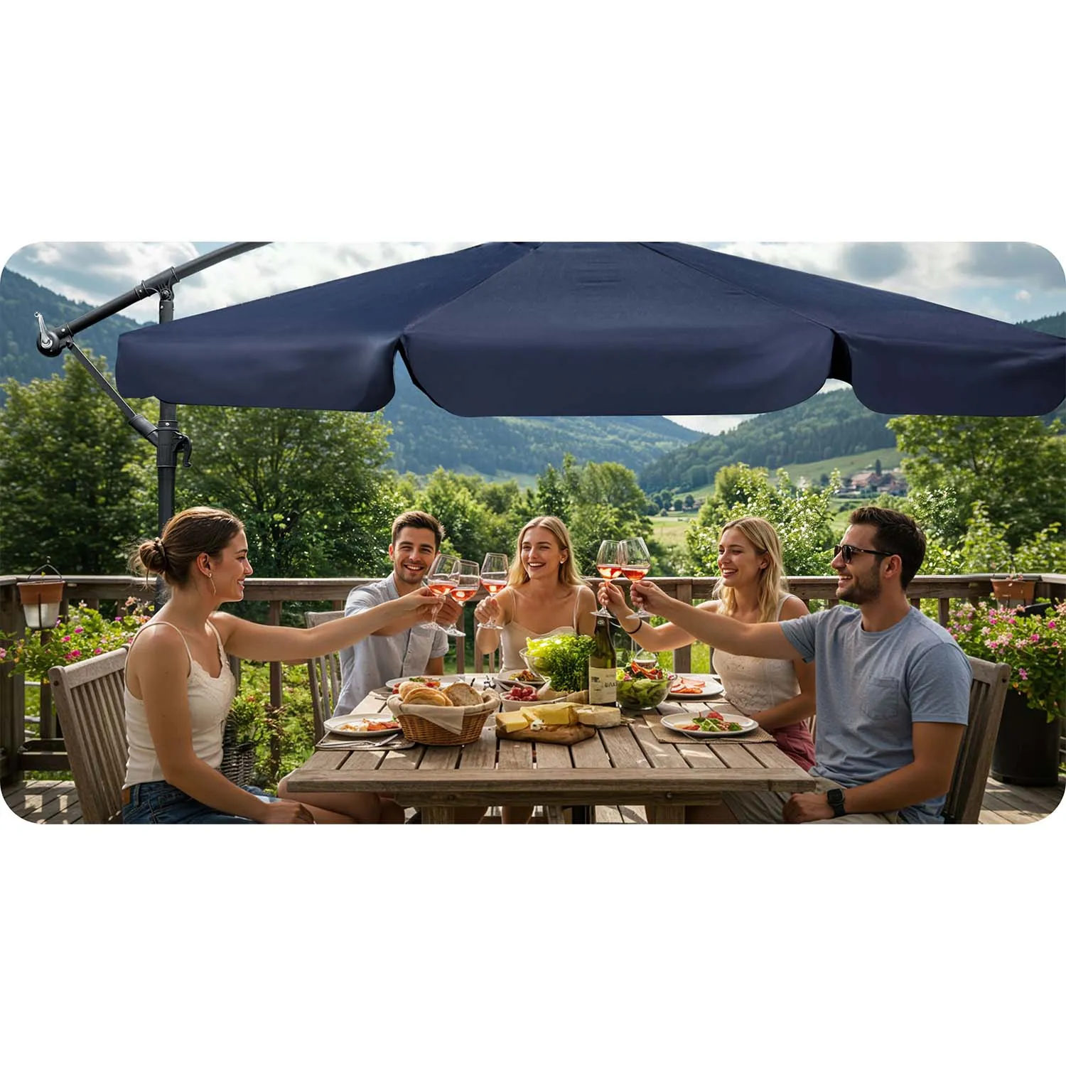 sklopivi vrtni suncobran s 6 segmenata, 350 cm, s navlakom – plonos pl-880 - slika 7