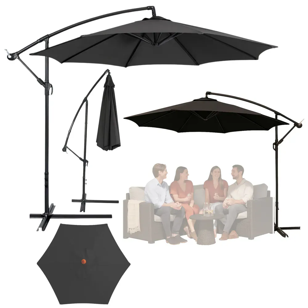 bočni vrtni suncobran s podesivim nagibom 350 x 250 cm antracit - slika 2