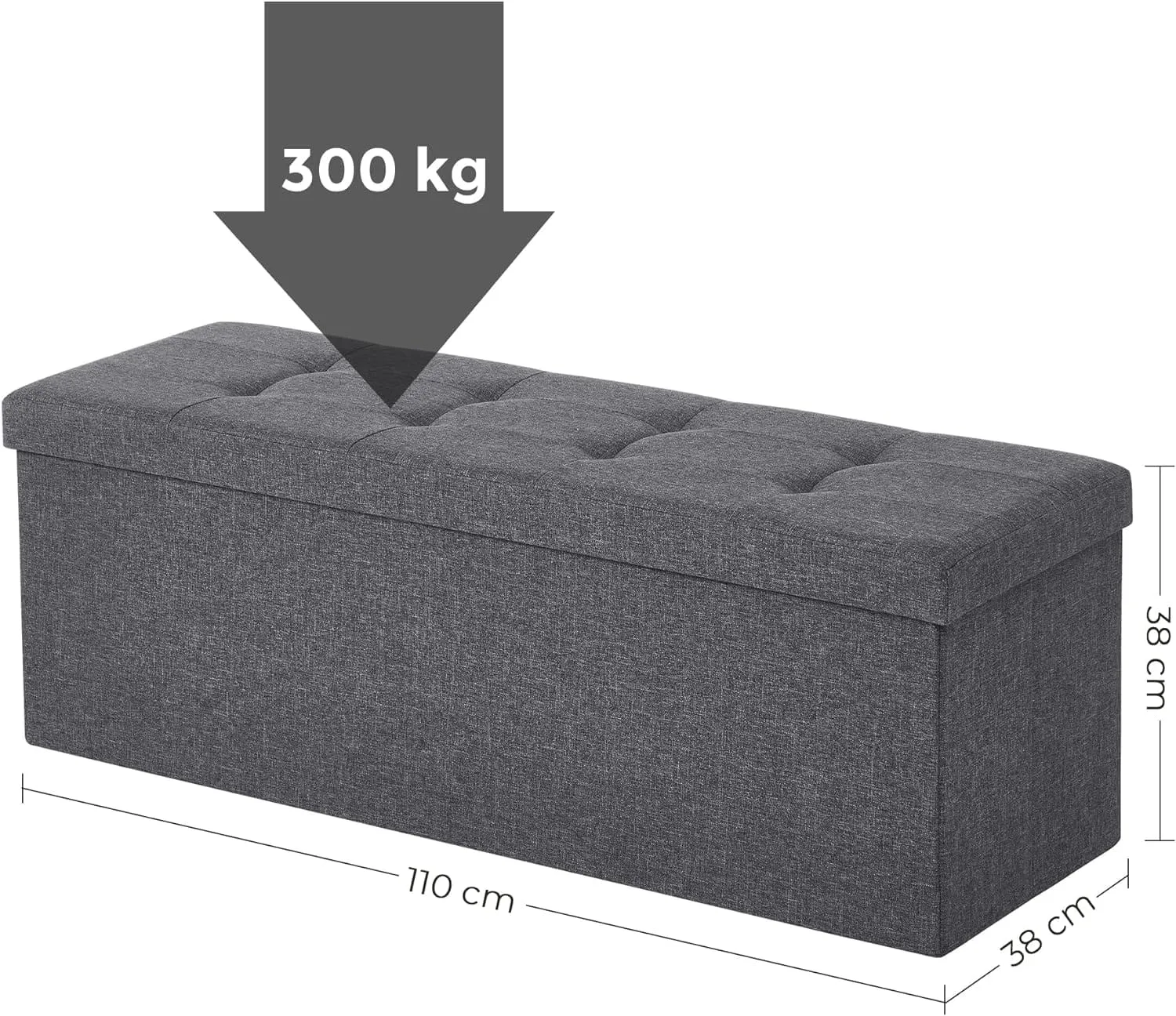 tabure 110 x 38 x 38 cm, tamno sivi - lsf77k - slika 5
