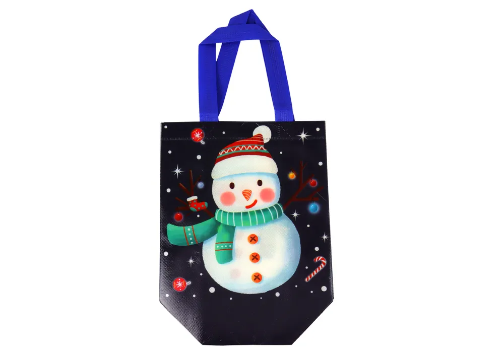 poklon vrećica 23cm x 21.5cm x 11cm crna sa snjegovićom - slika 4