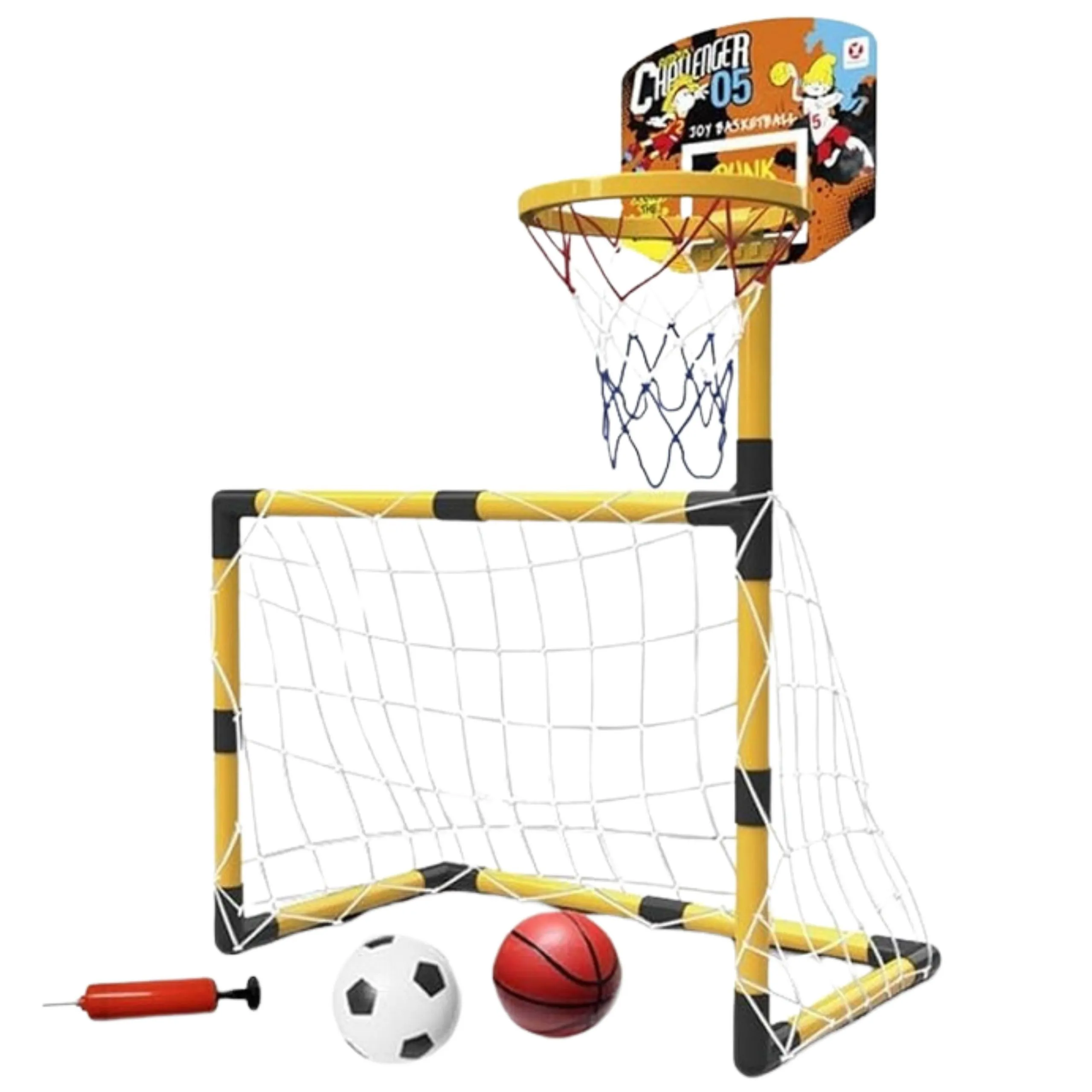 woopie set 2 u 1 " košarka, gol + lopta i pumpa - slika 3