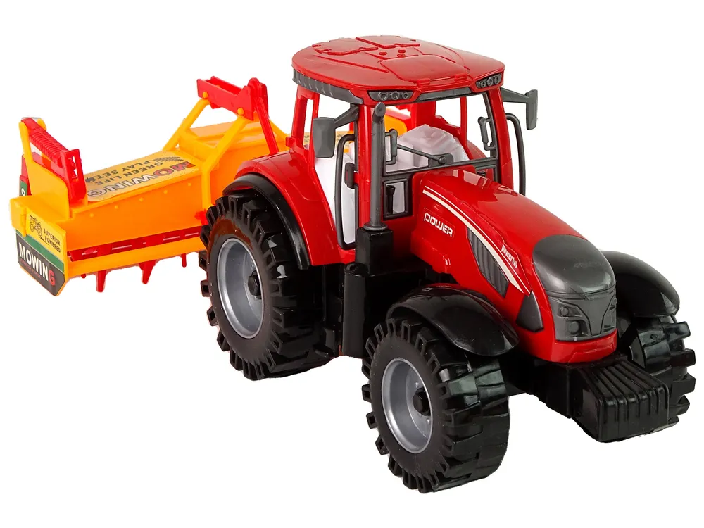 crveni traktor s narančastim kultivatorom - slika 8