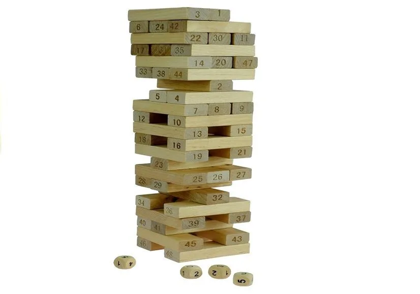 društvena drvena igra jenga s brojevima wood toys - slika 4
