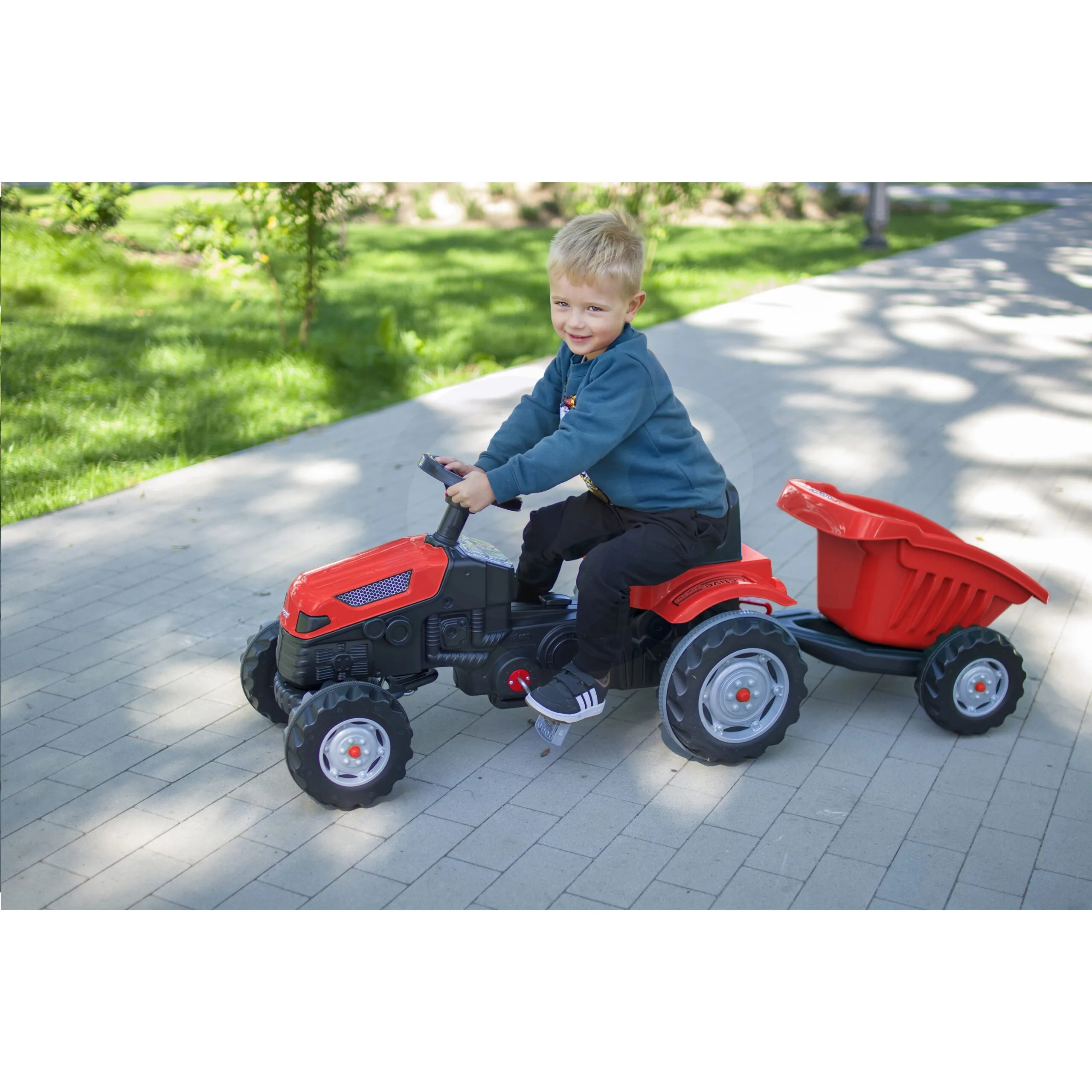 woopie traktor na pedale s prikolicom gotrack maxi - crveni - slika 6