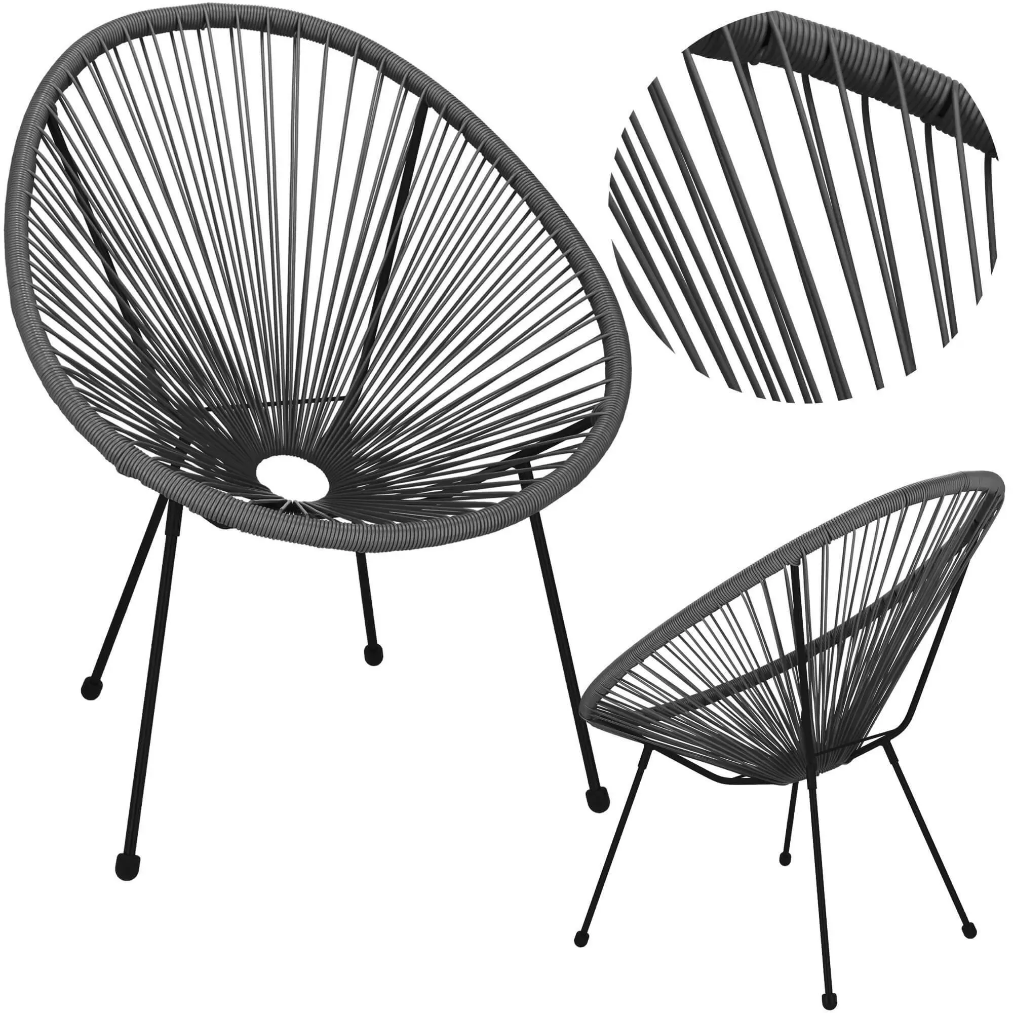 springos vrtna stolica od ratana,siva 72 x 82 x 85 cm - slika 2