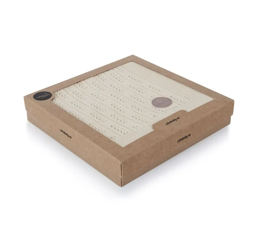 ceba baby pokrivač pleteni (90x90) riblja kost bež - slika 3