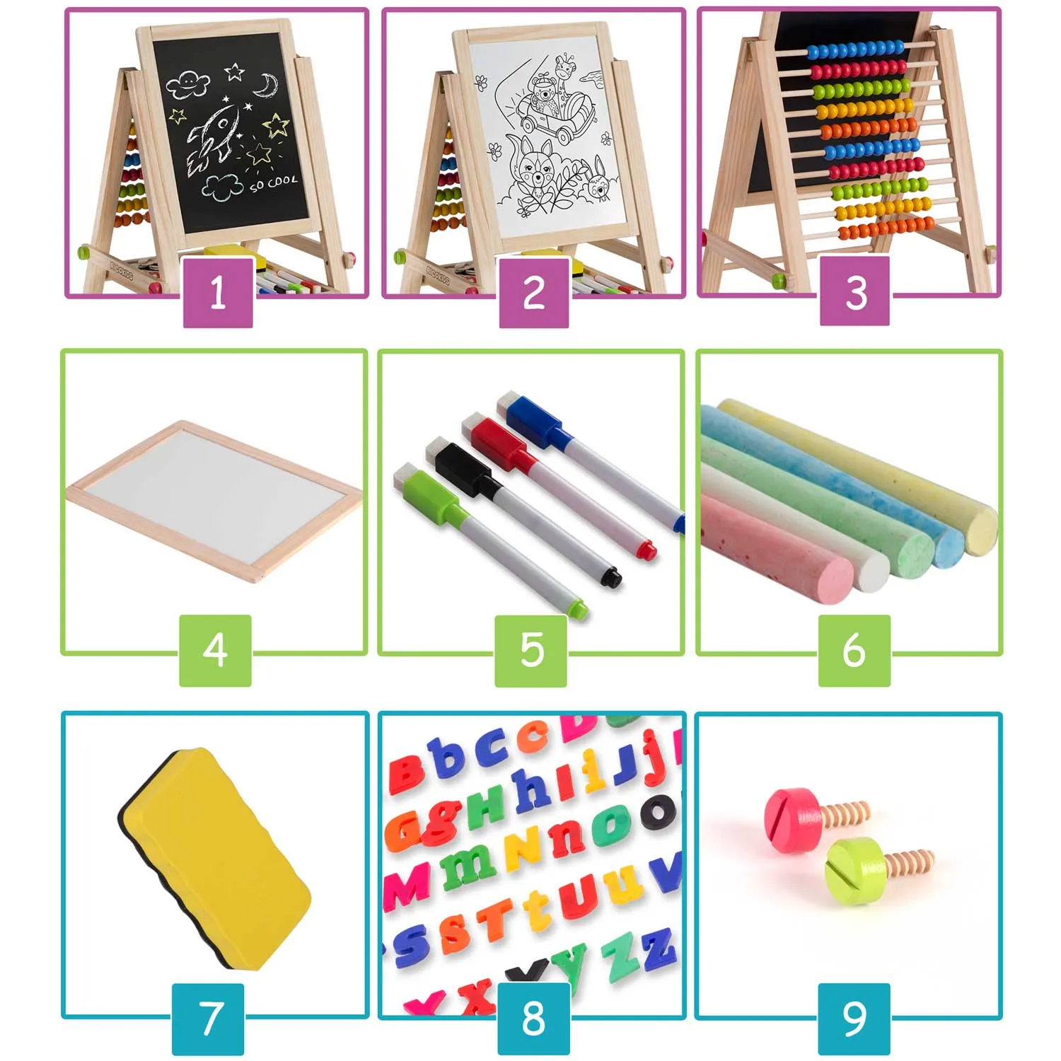 ricokids sklopiva magnetska ploča za kredu 62 x 28 x 44 cm - slika 8