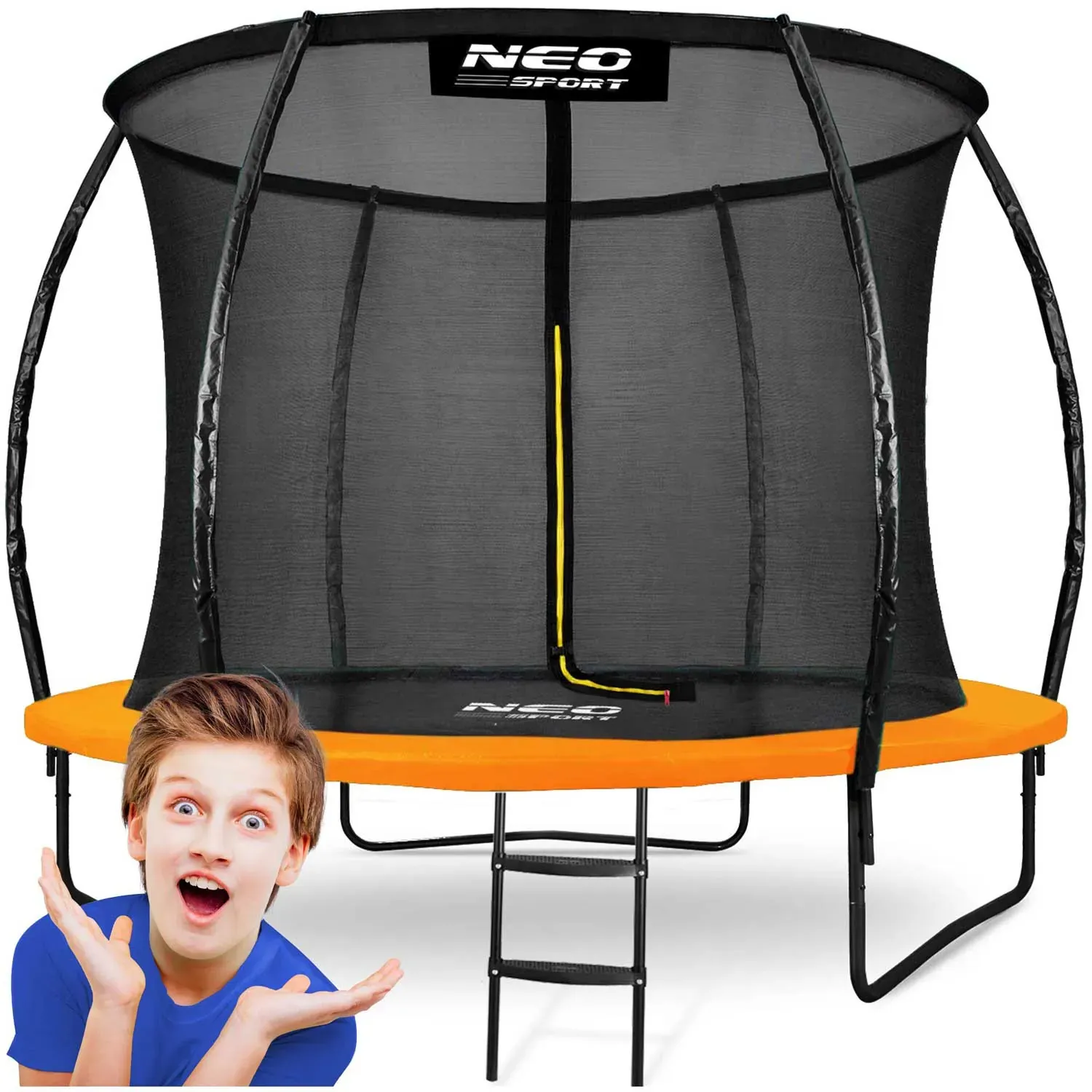 neo-sport profilirani vrtni trampolin 252 cm (8 ft) s unutarnjom mrežom, narančasti - slika 2