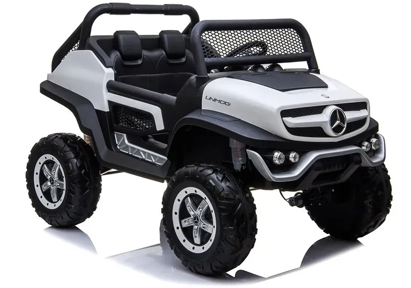 mercedes unimog - automobil na akumulator, bijeli 4x4 - slika 2