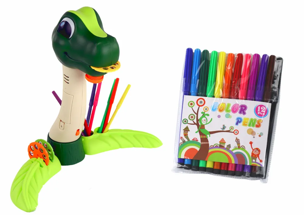 projektor za crtanje sa zvučnim efektima i dodacima dinosaur tamnozeleni - slika 3
