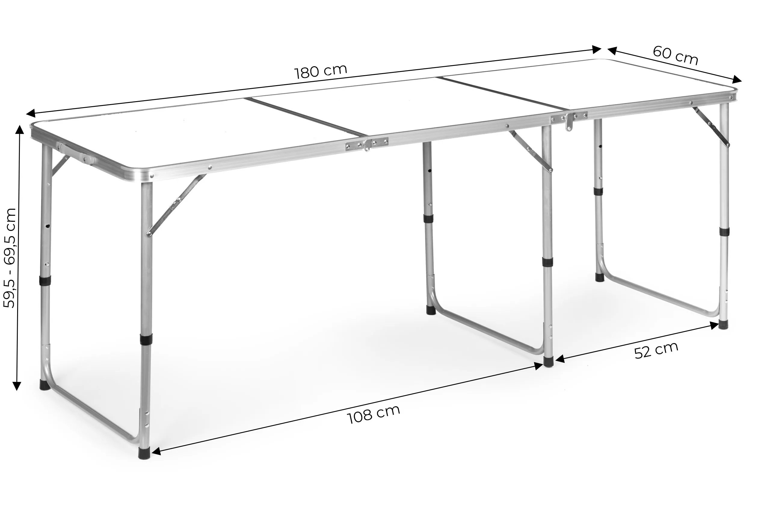 modernhome sklopivi turistički stol bijeli 180 x 60 cm - slika 9