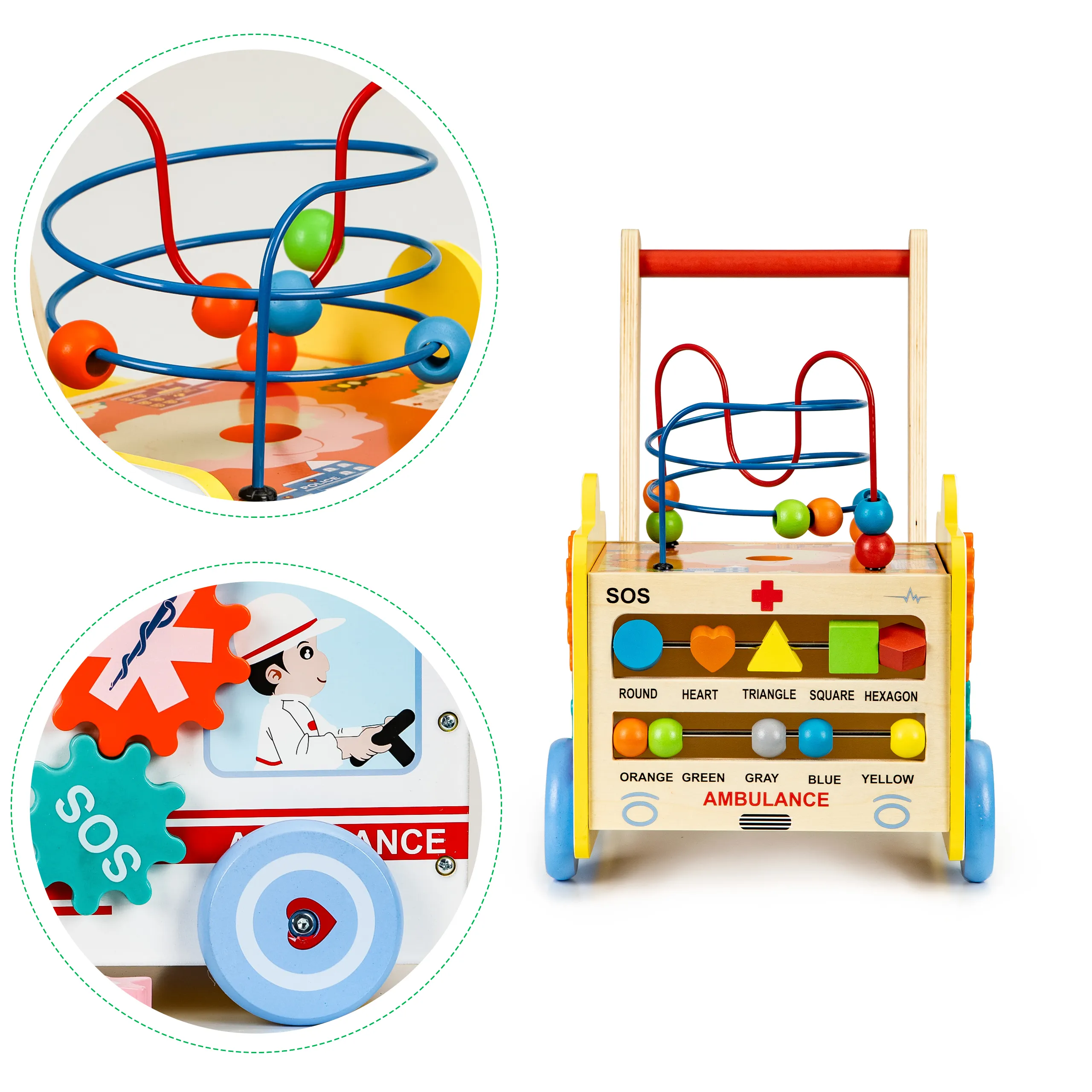 ecotoys multifunkcionalna drvena guralica ambulanta - slika 7