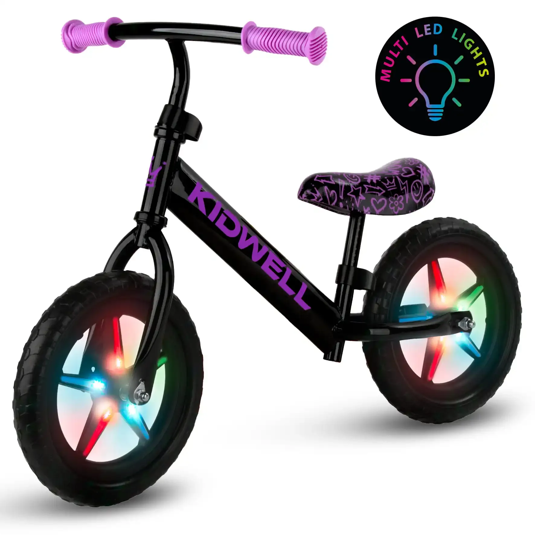 kidwell rebel led neonsko ružičasti bicikl za balansiranje - slika 2