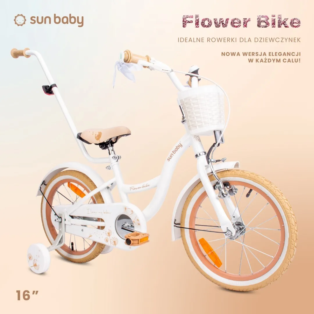 dječji bicikl flower 16" maslačak bijelo-bež - slika 6