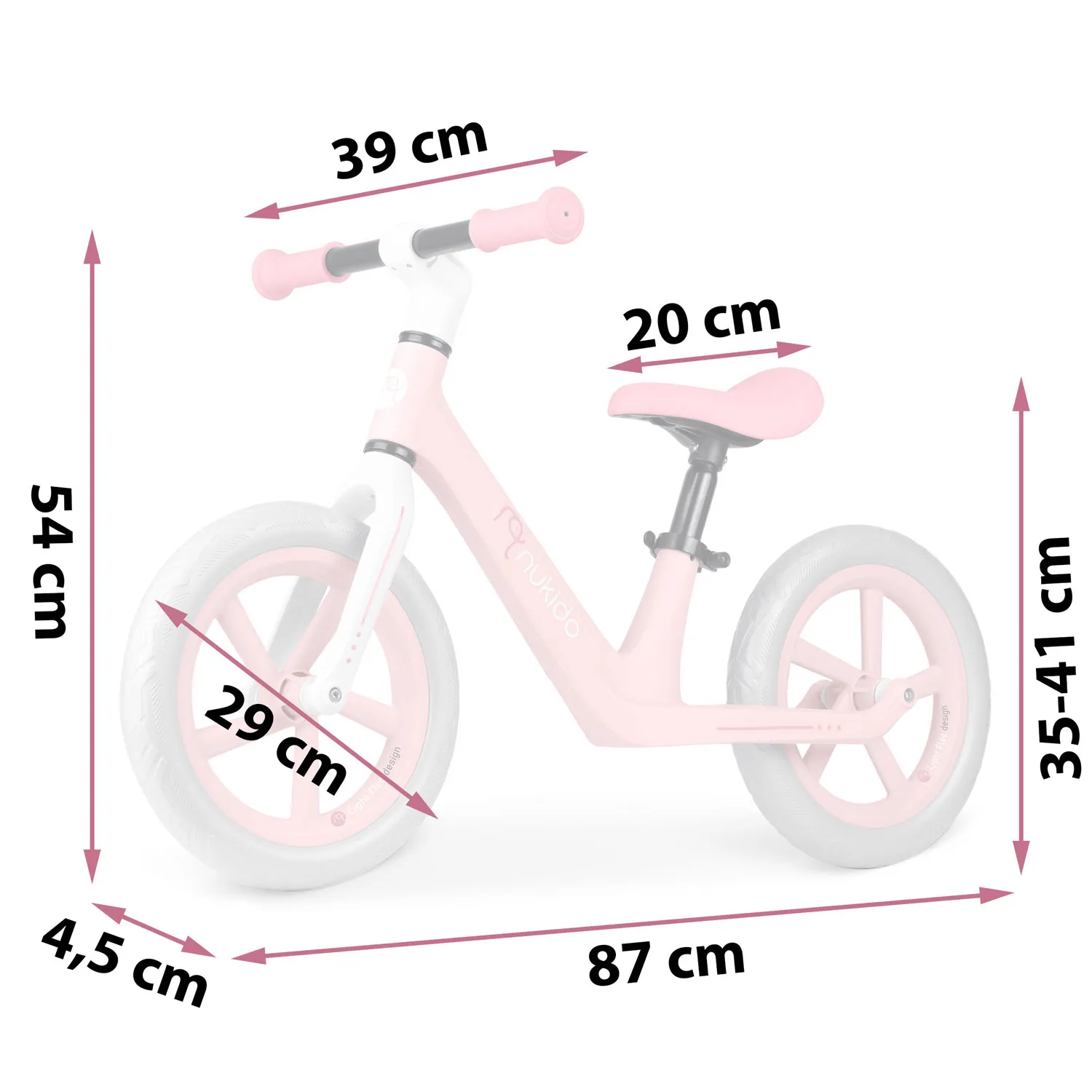 nukido light flee bicikl bez pedala, rozi - slika 6