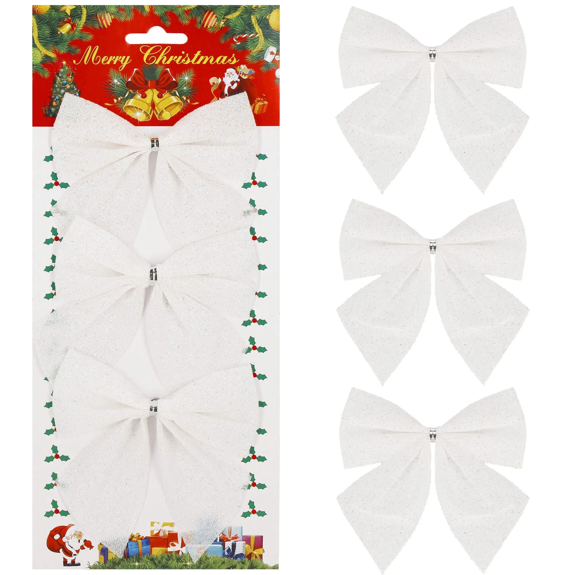 božićne mašne 11 × 11 cm – set 3 komada, bijele - slika 7