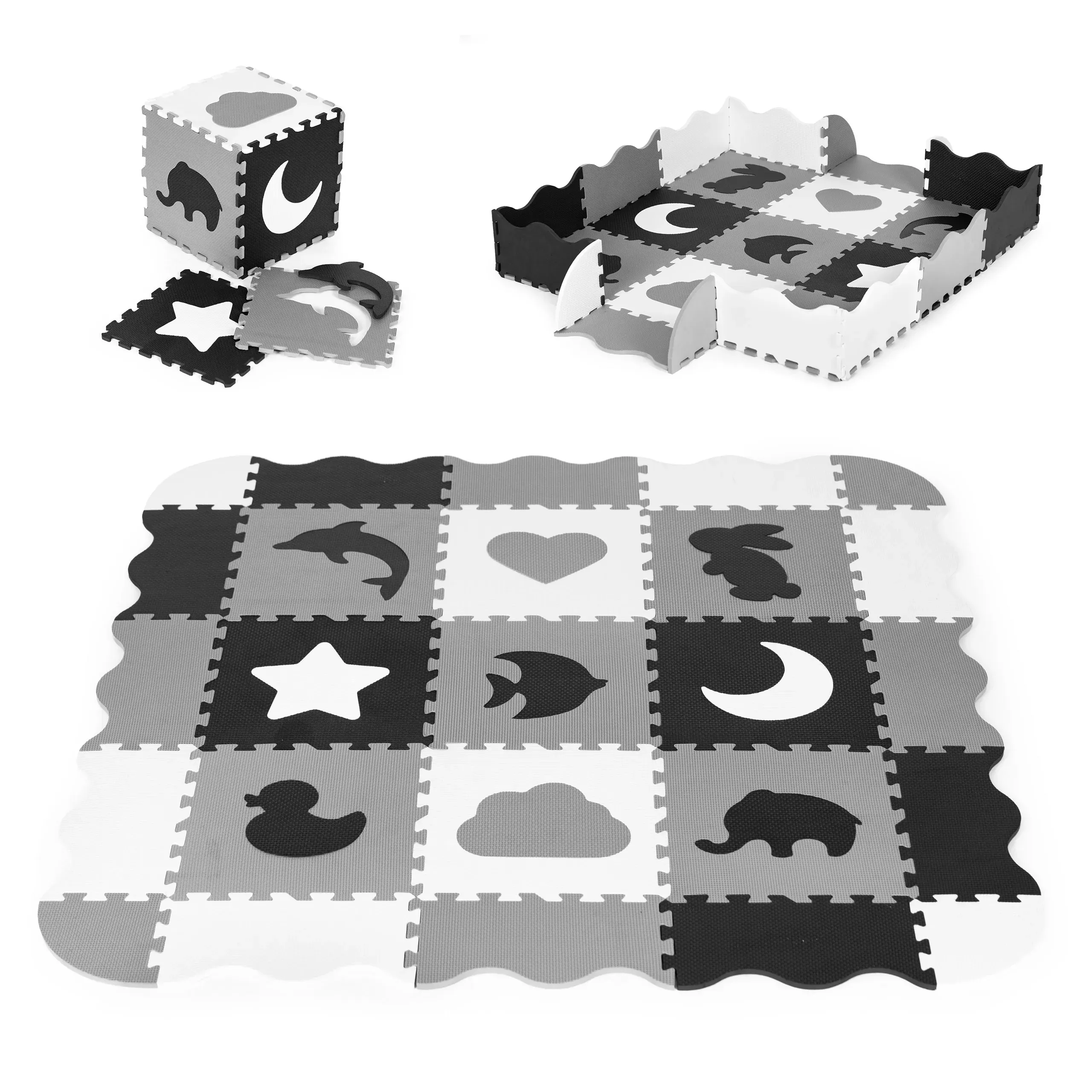 ecotoys edukativna puzzle podloga za igru crno-bijela 25kom. - slika 1