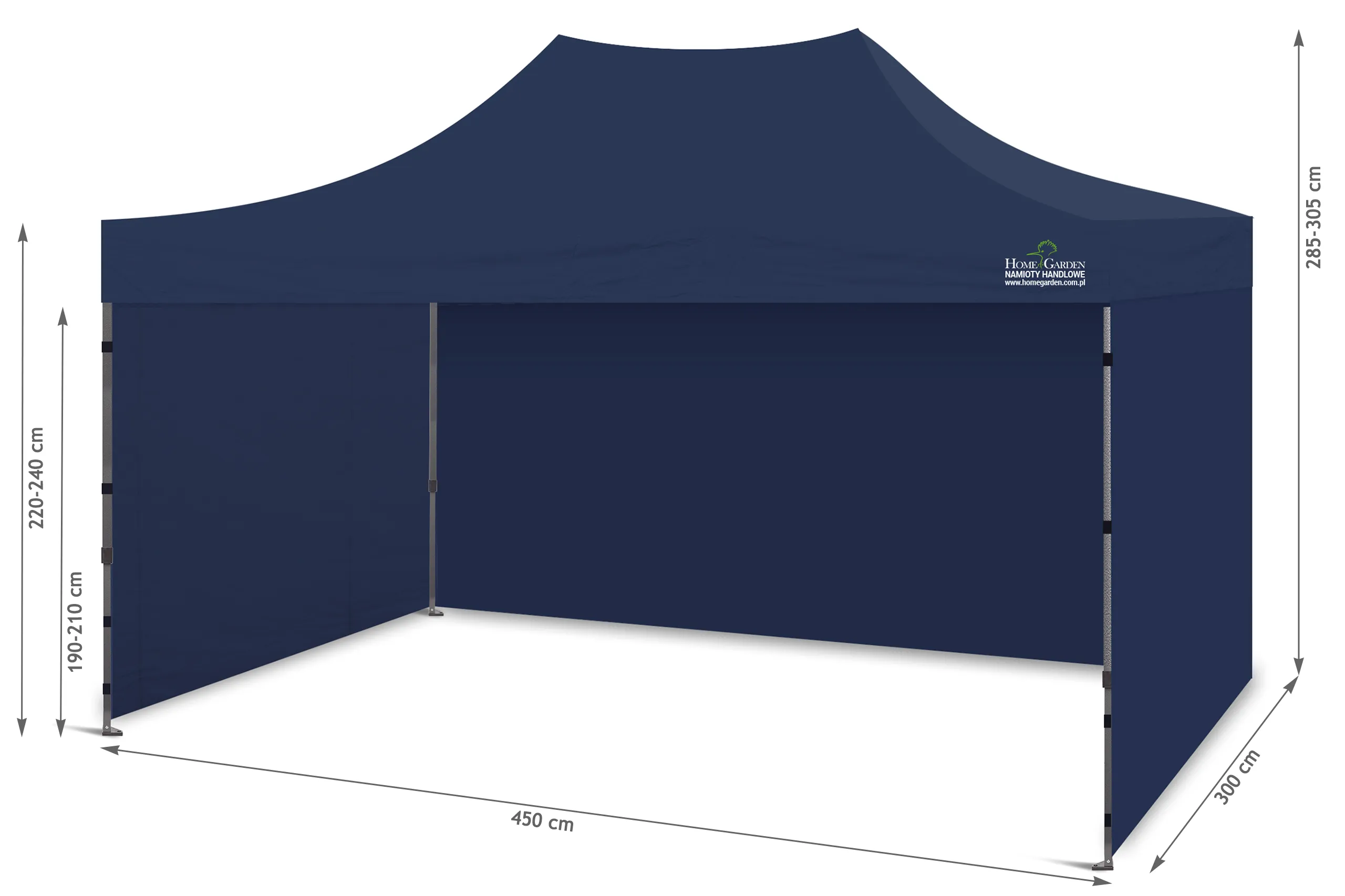 komercijalni šator 450 x 300 cm tamnoplave boje - slika 4