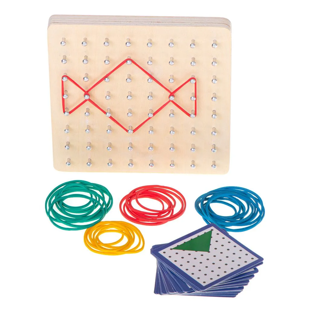 montessori drvena slagalica geoboard s gumicama i karticama - slika 4