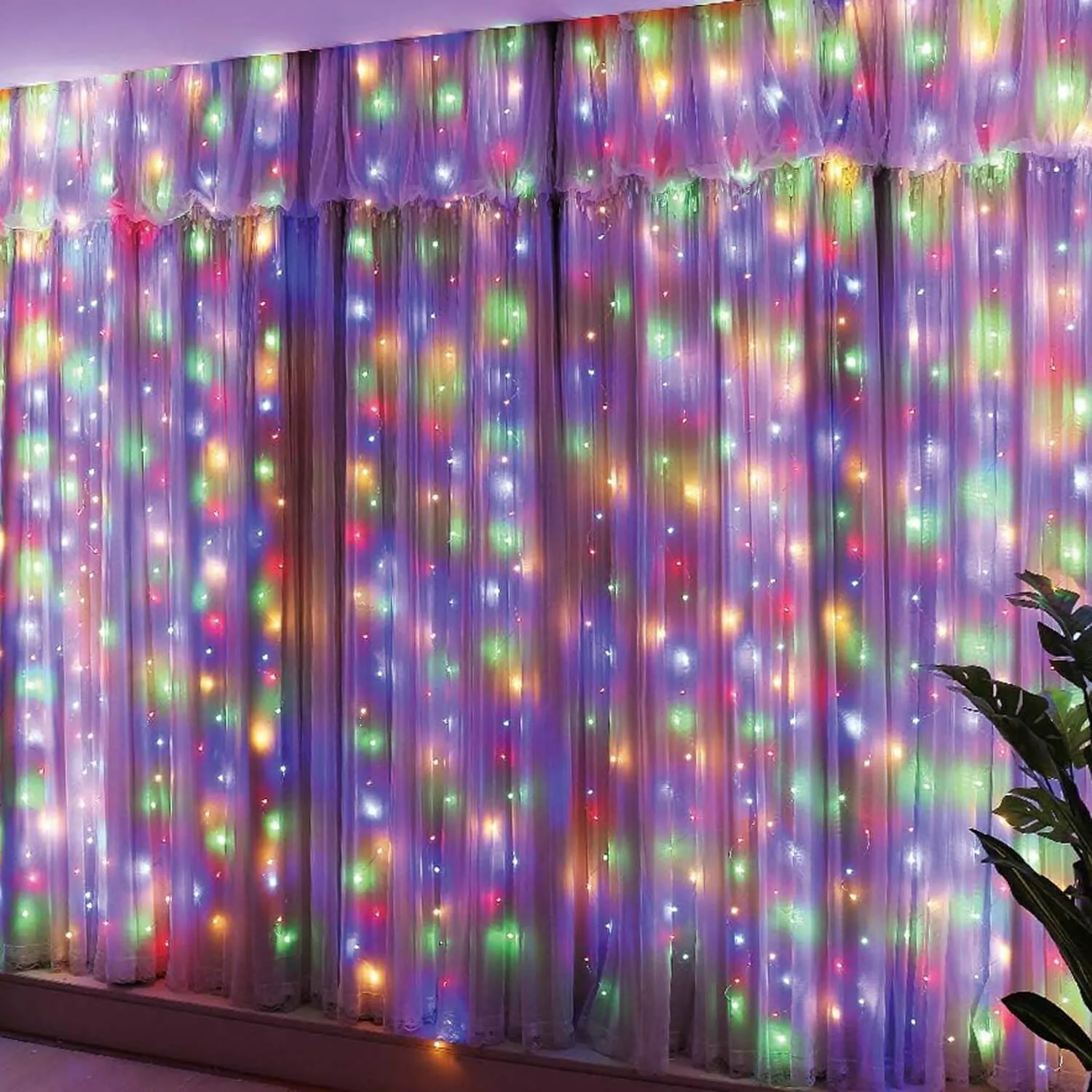 žičane svjetiljke, zavjesa 300 led dioda višebojna - slika 11