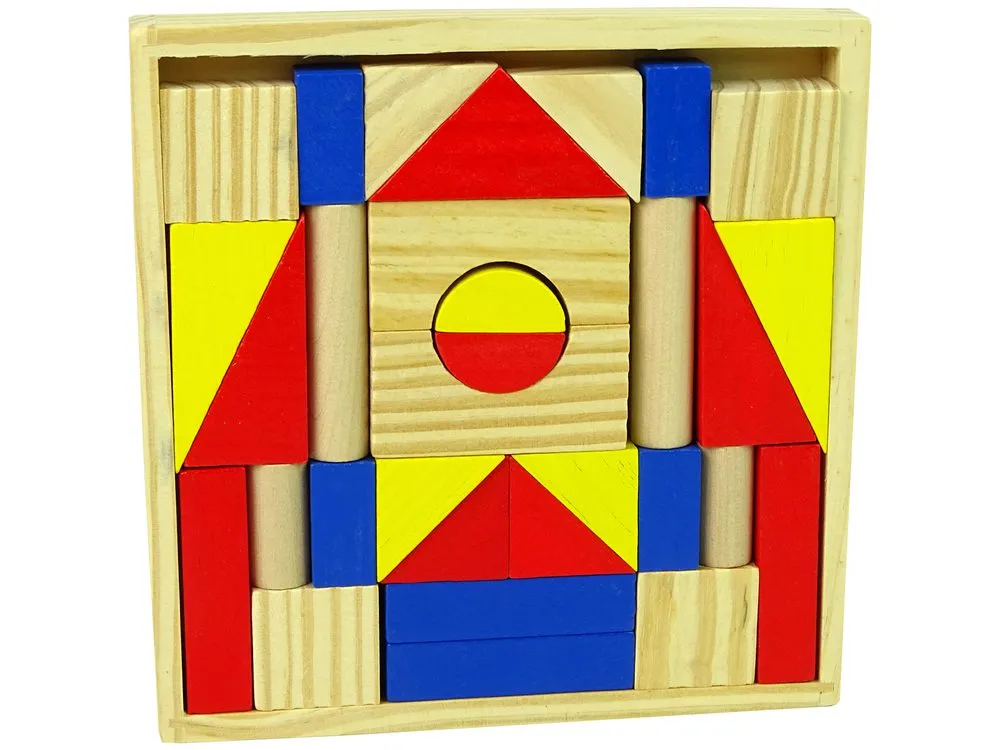 montessori set drvenih blokova za gradnju kuće/dvorca šareni - slika 3