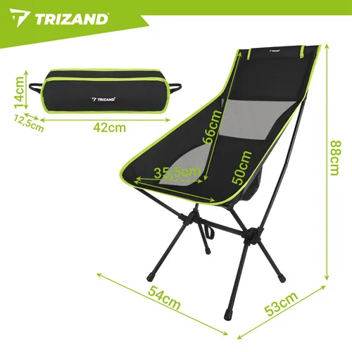 trizand ribarska stolica 41x52x86cm crna trizand - slika 3