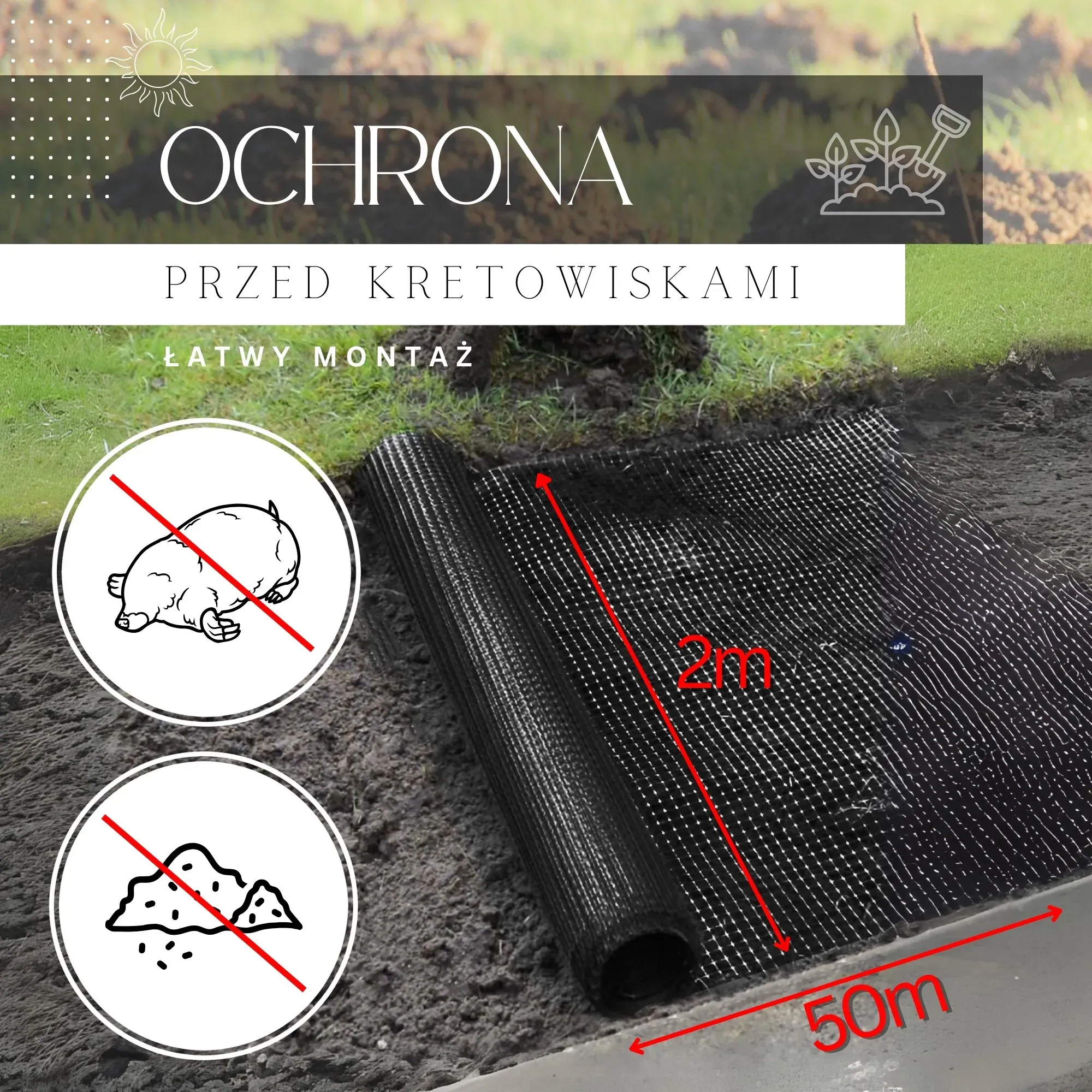 mreža protiv krtica 30 gsm 2 x 50 m - slika 2