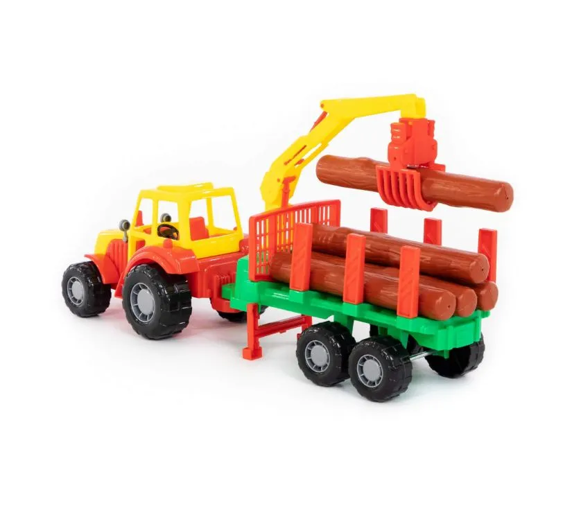 polesie traktor s balvanima u prikolici - slika 3