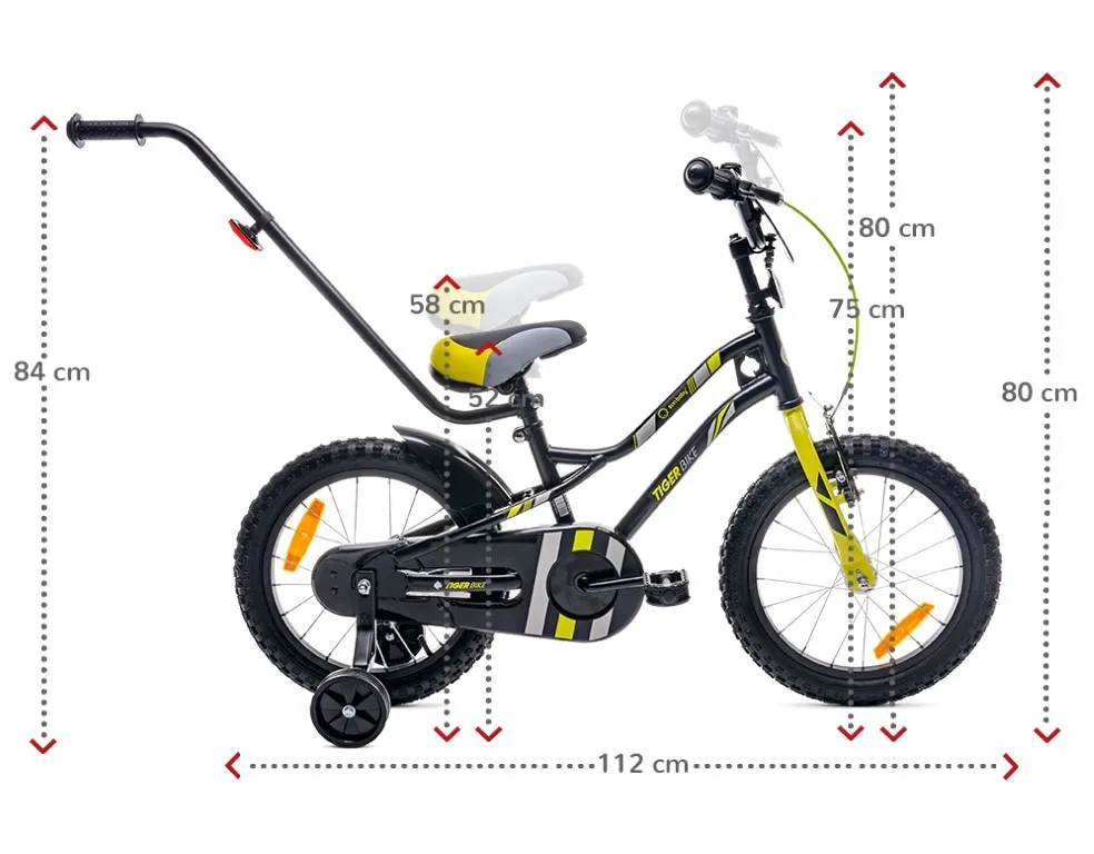dječji bicikl guralica tiger 16" crni-žuti-sivi - slika 8
