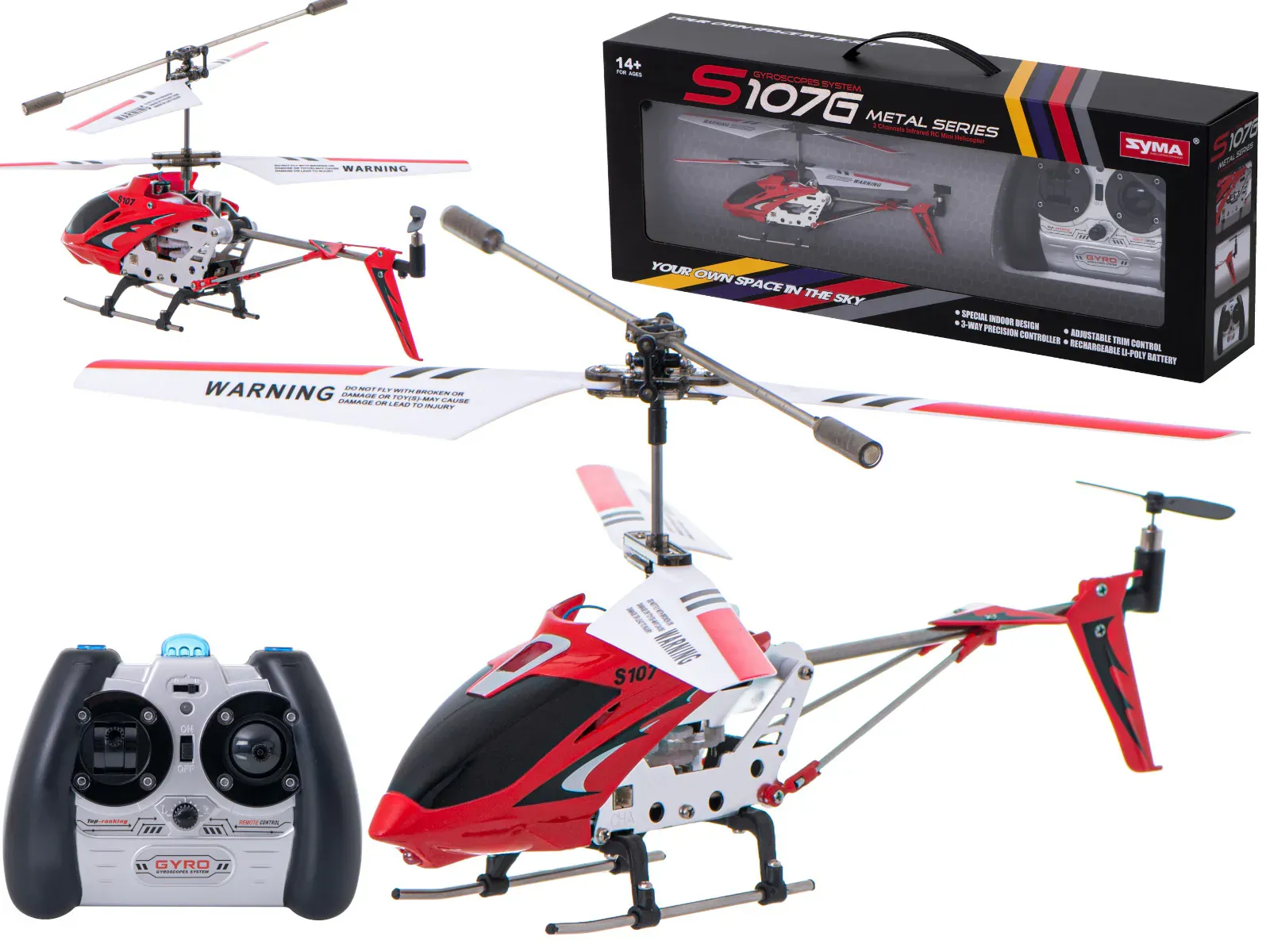 helikopter aluminijski syma s107g na daljinsko upravljanje crveni - slika 2