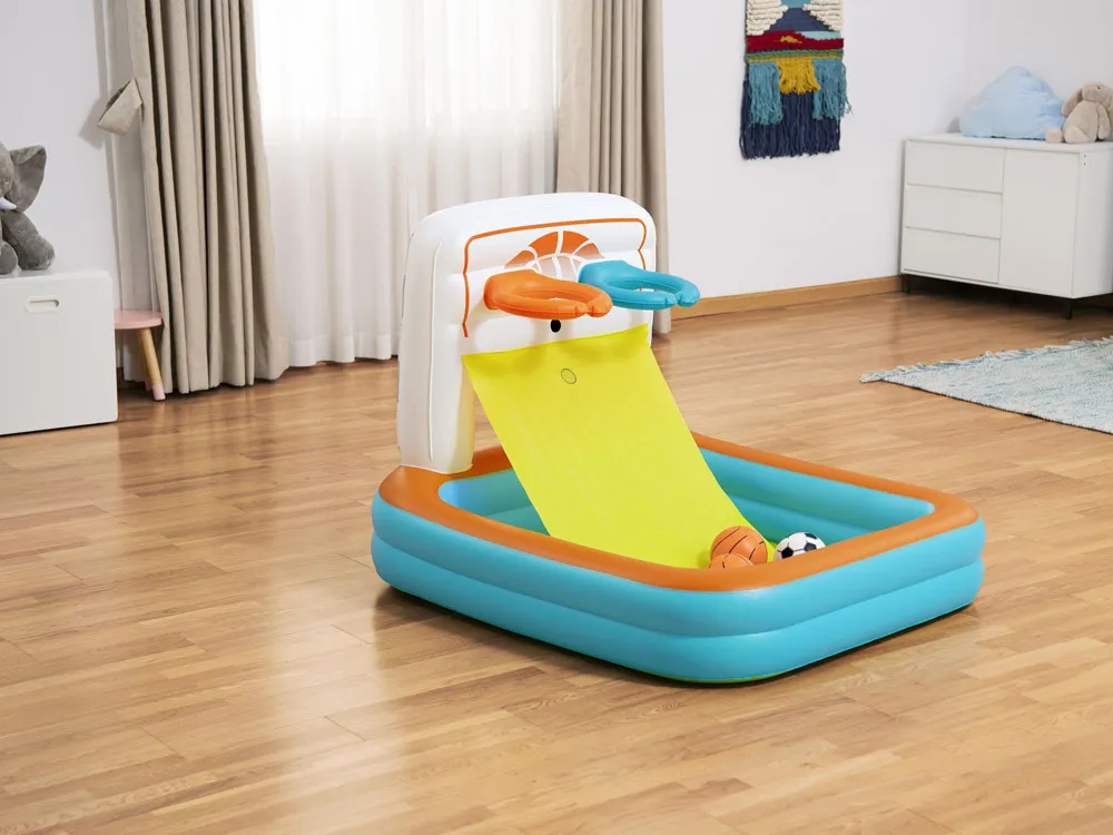 bestway bazen s suhim slojem loptice 3 u 1 košarka + nogomet 120 x 107 cm 52728 - slika 7