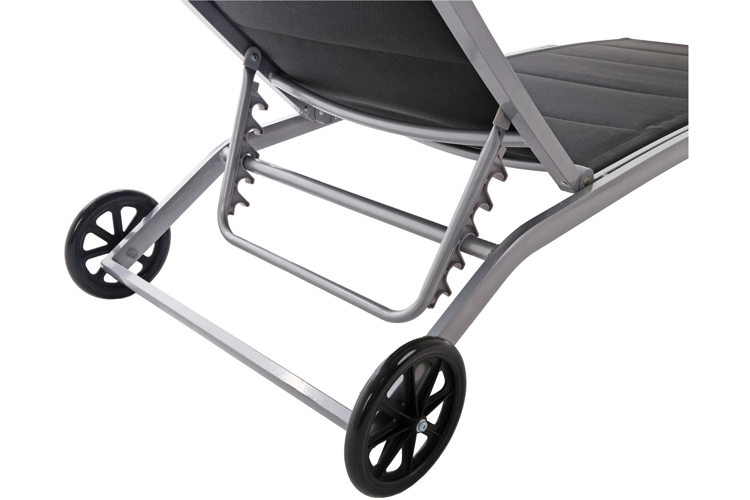 elegantna aluminijska vrtna ležaljka ibiza srebrna/crna - slika 4