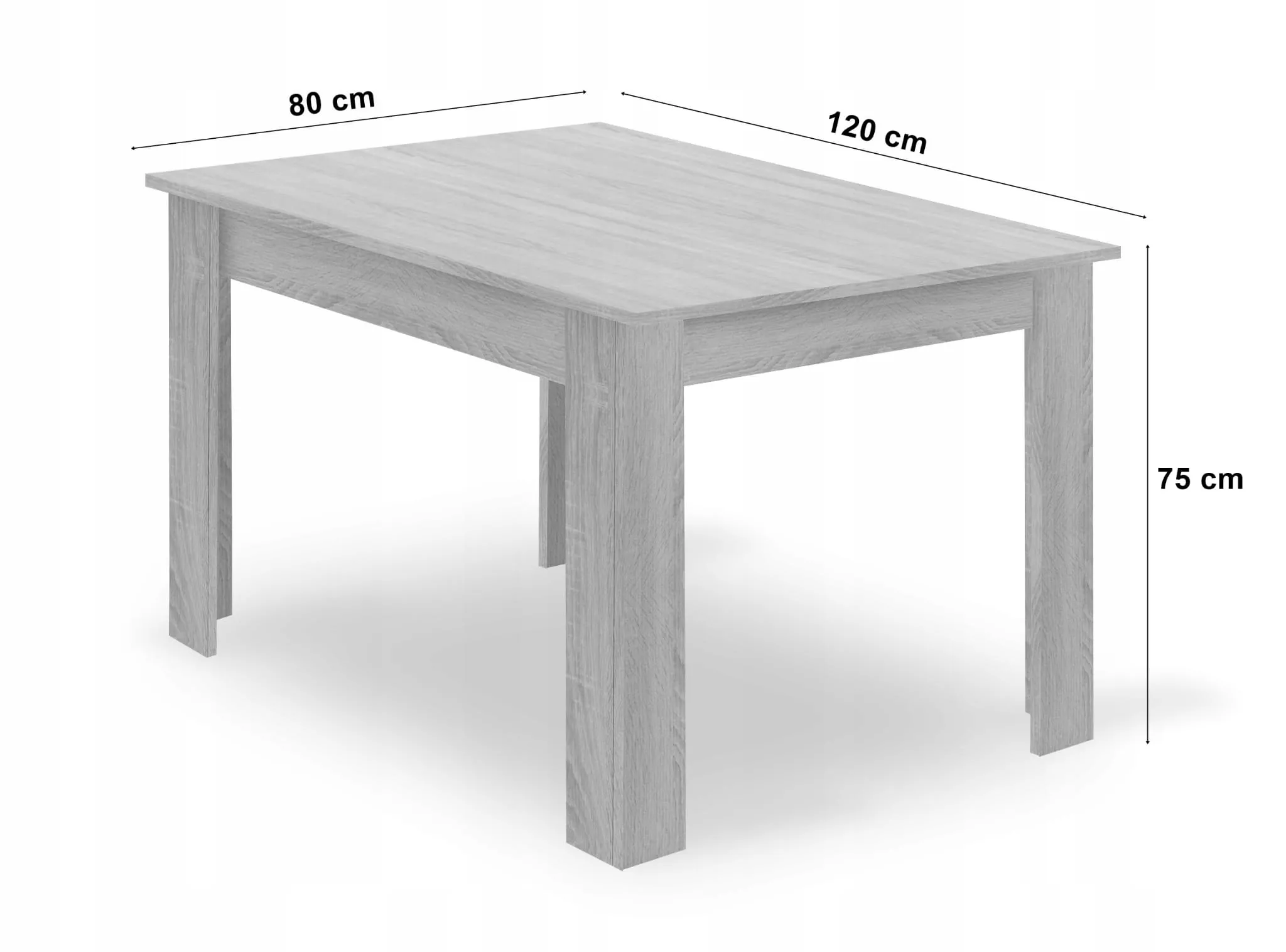 mark pravokutni stol 120x80 craft + 4 stolice,crna - slika 4