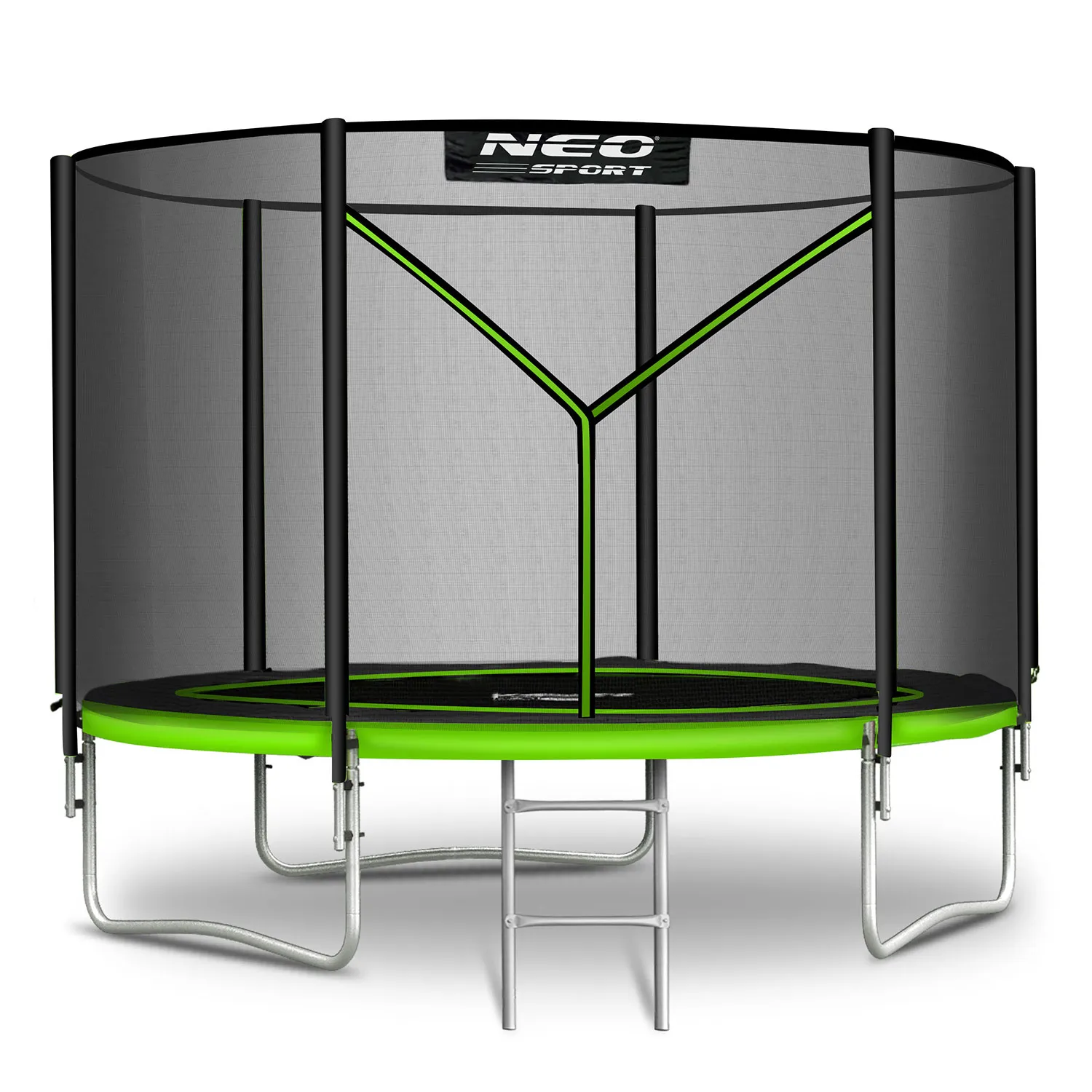 neo-sport vrtni trampolin 183 cm (6 ft) s vanjskom mrežom i ljestvama, zeleni - slika 3