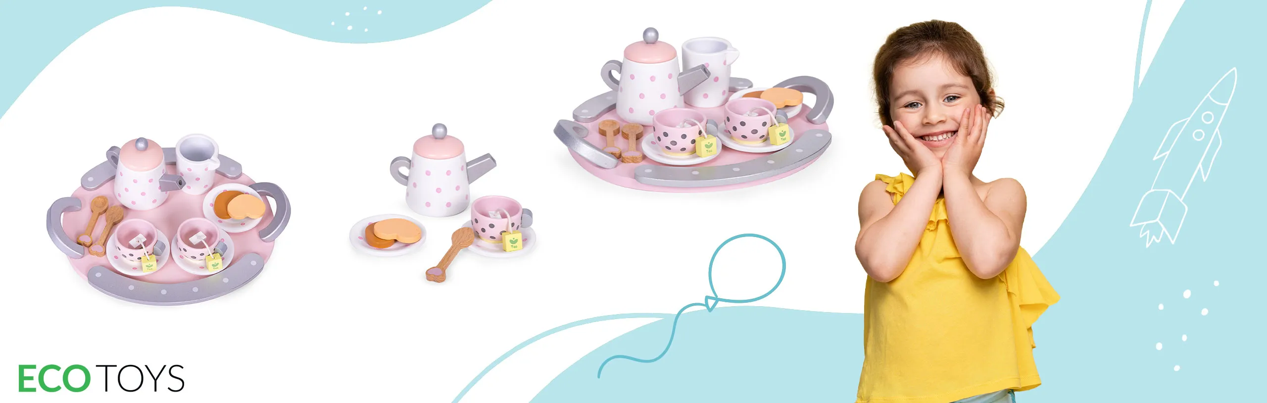 drveni set za čaj šalice kuhalo za vodu 15 komada ecotoys - slika 7