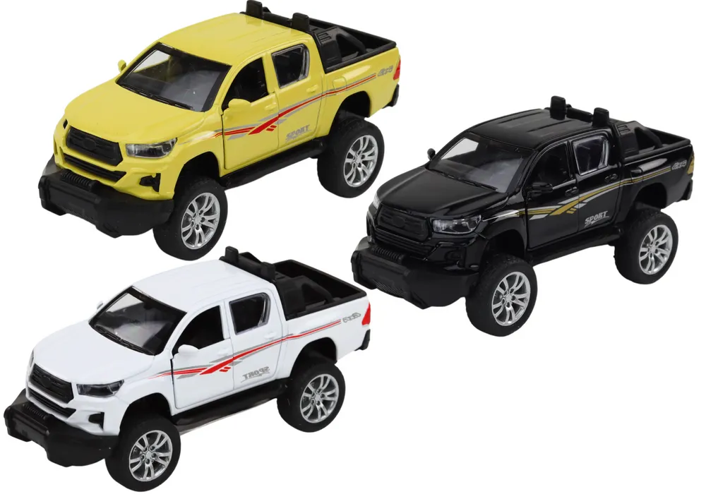 terenski automobil s prikolicom u 3 boje - bijeli, žuti i crni - slika 4