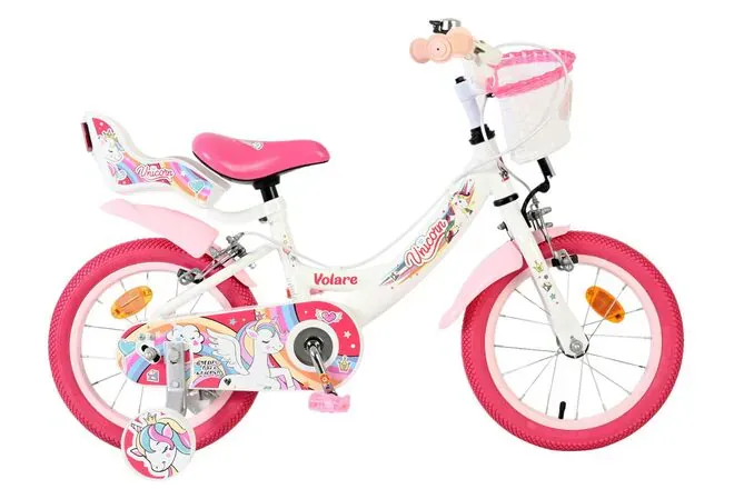 Volare dječji bicikl Unicorn 14″ bijele boje, s dvije ručne kočnice - Pribislavec