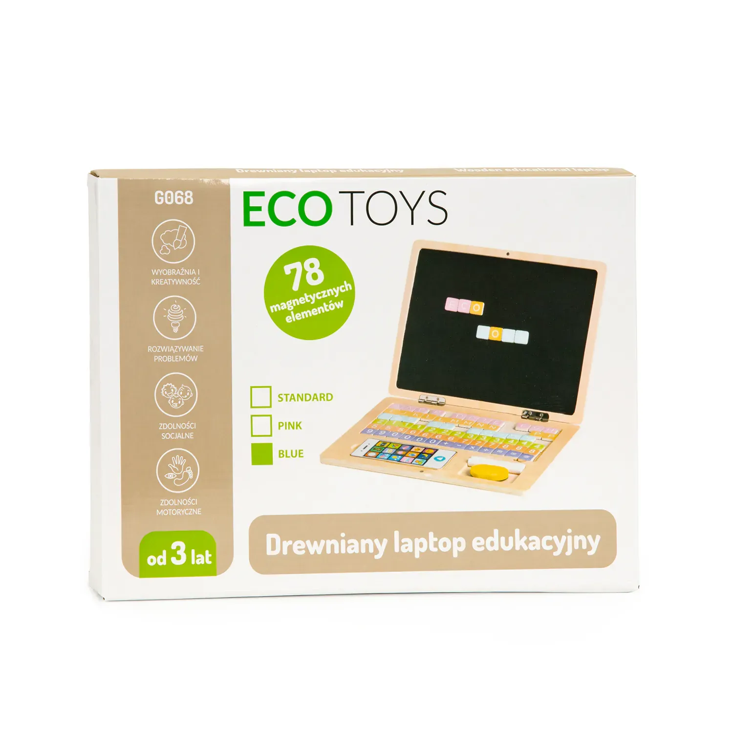 ecotoys edukativni laptop za crtanje 2u1 sa 78 magneta plavi - slika 5