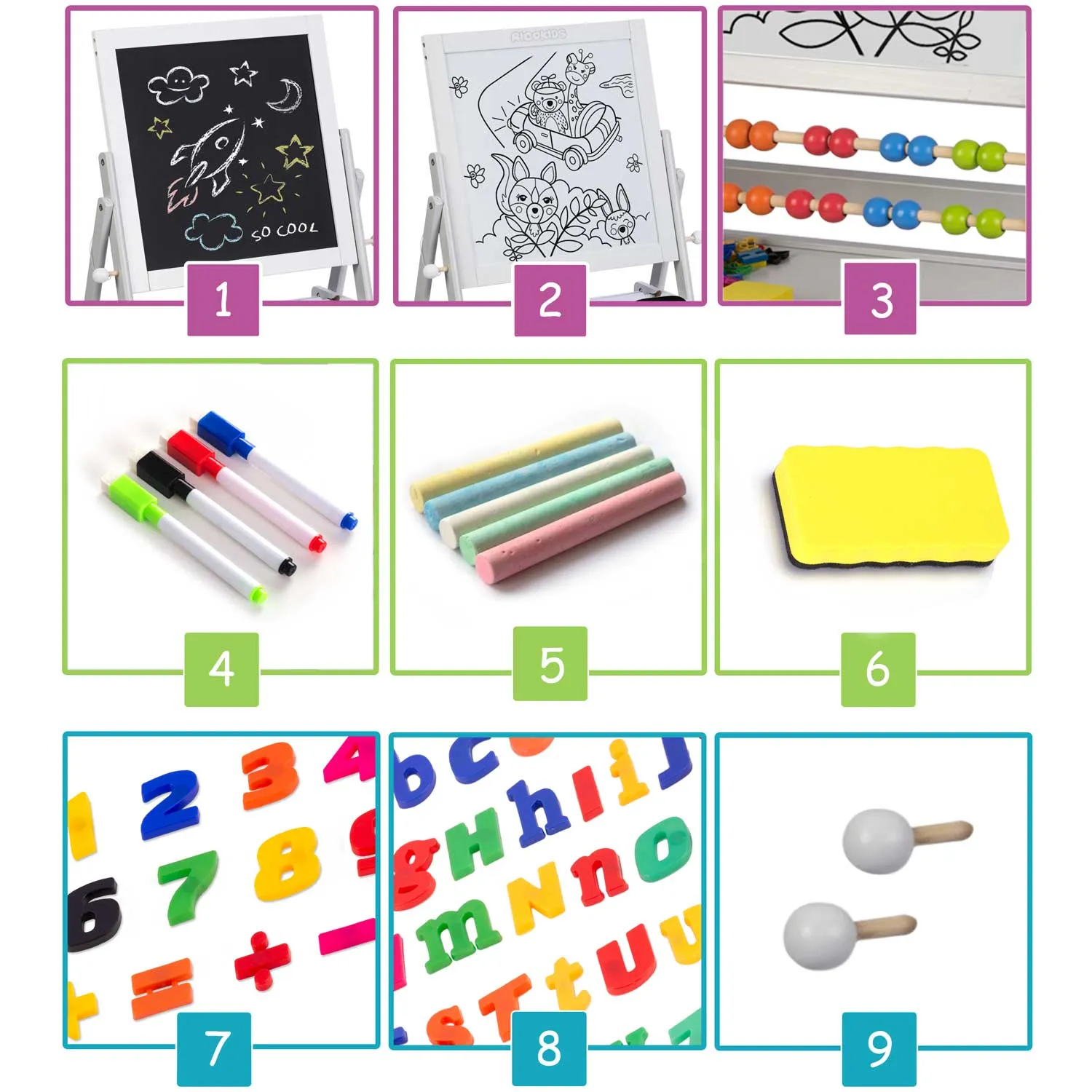 ricokids magnetska okretna ploča za kredu - siva - slika 10