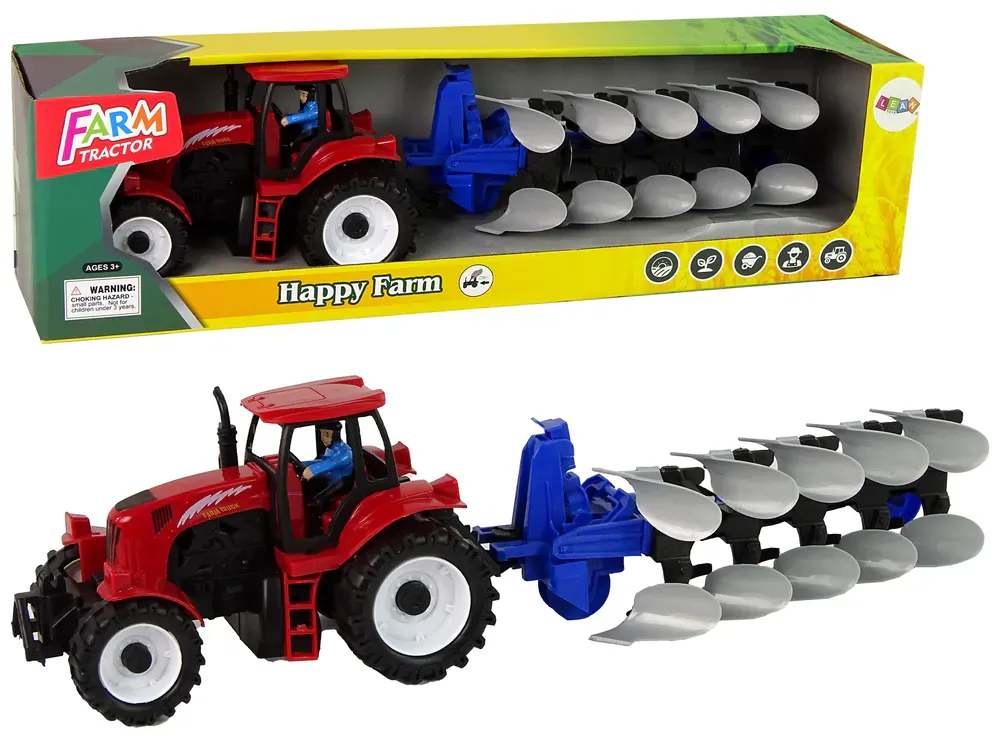 traktor s plugom crveno-plavi - slika 2