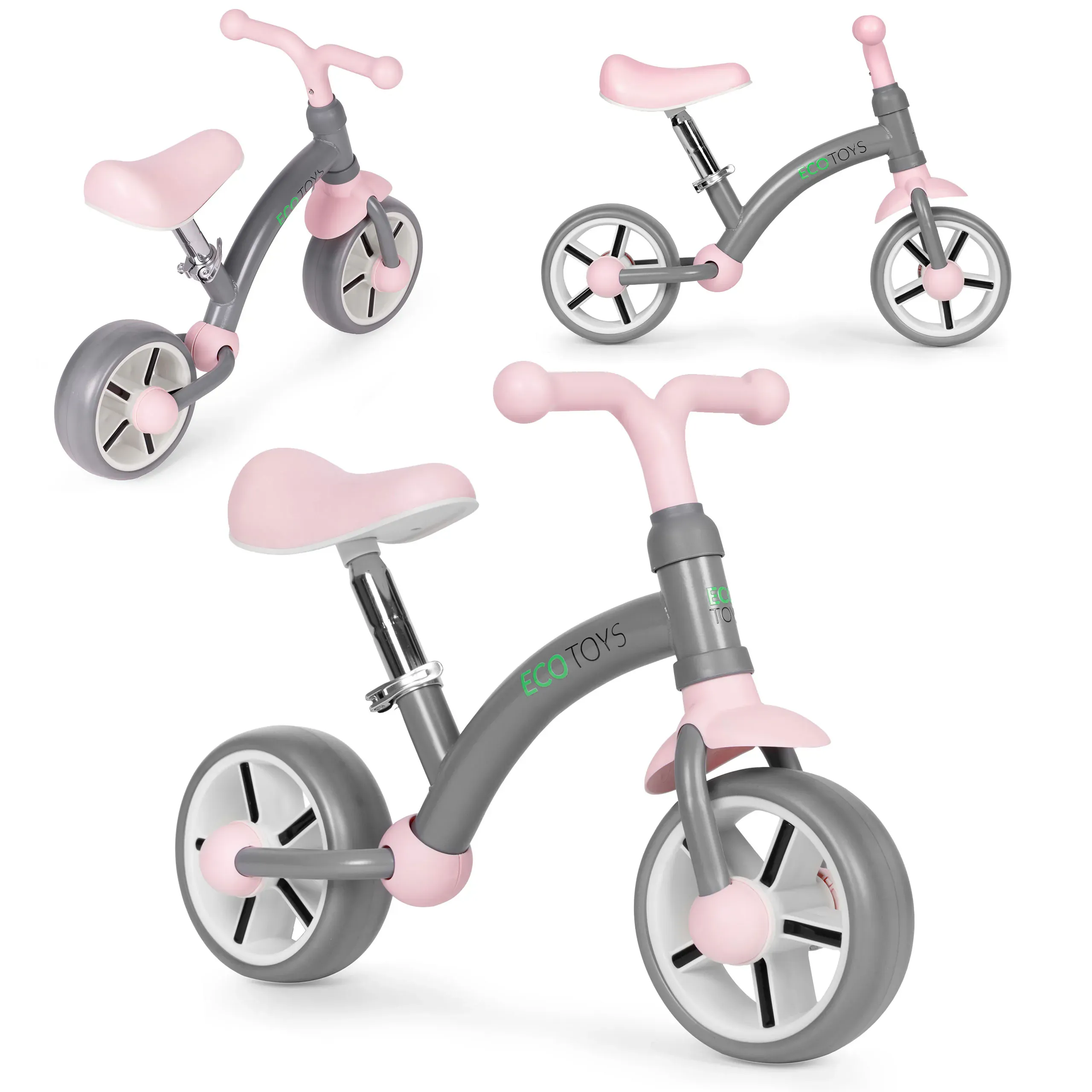 ecotoys balansni bicikl za djecu – eva kotači, podesivo sjedalo, sivi - slika 2
