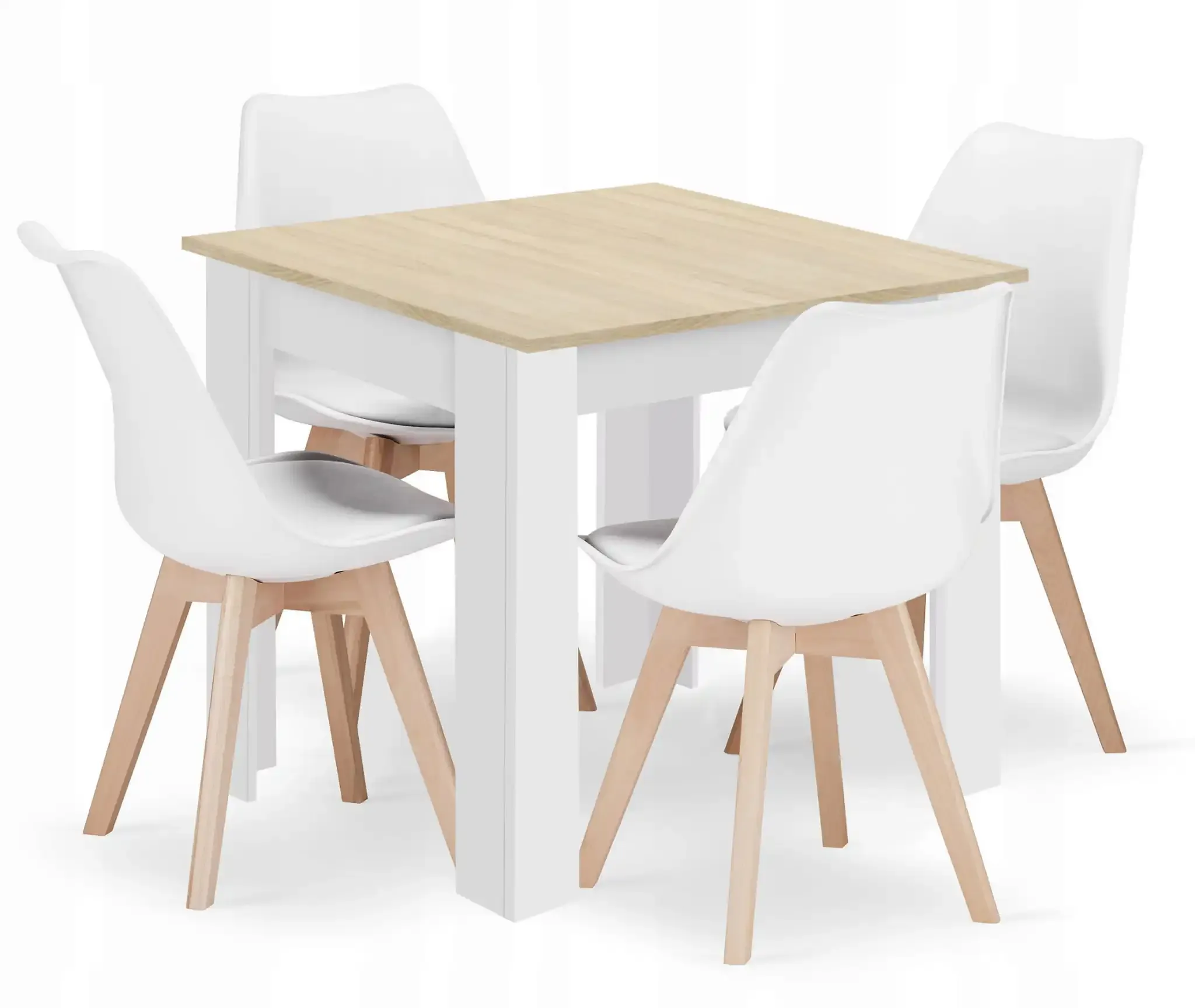 set kvadratni stol 80x80 sonoma hrast + 4 mark bijele stolice - slika 2