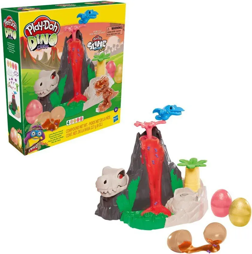 play-doh slime dino crew otok lava bones vulkan set za igru s hydroglitz jajima - slika 2