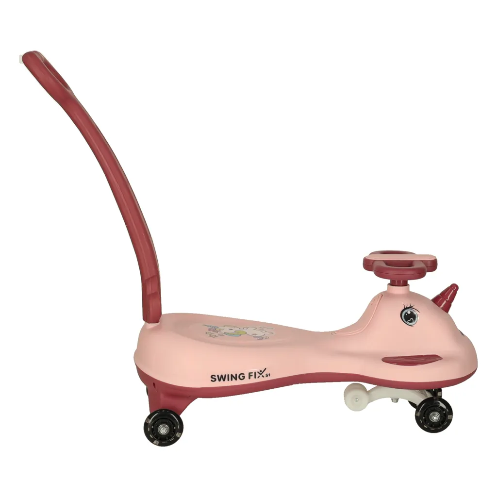 led guralica za djecu s ručkom s svjetlećim rogom, unicorn pink - slika 3