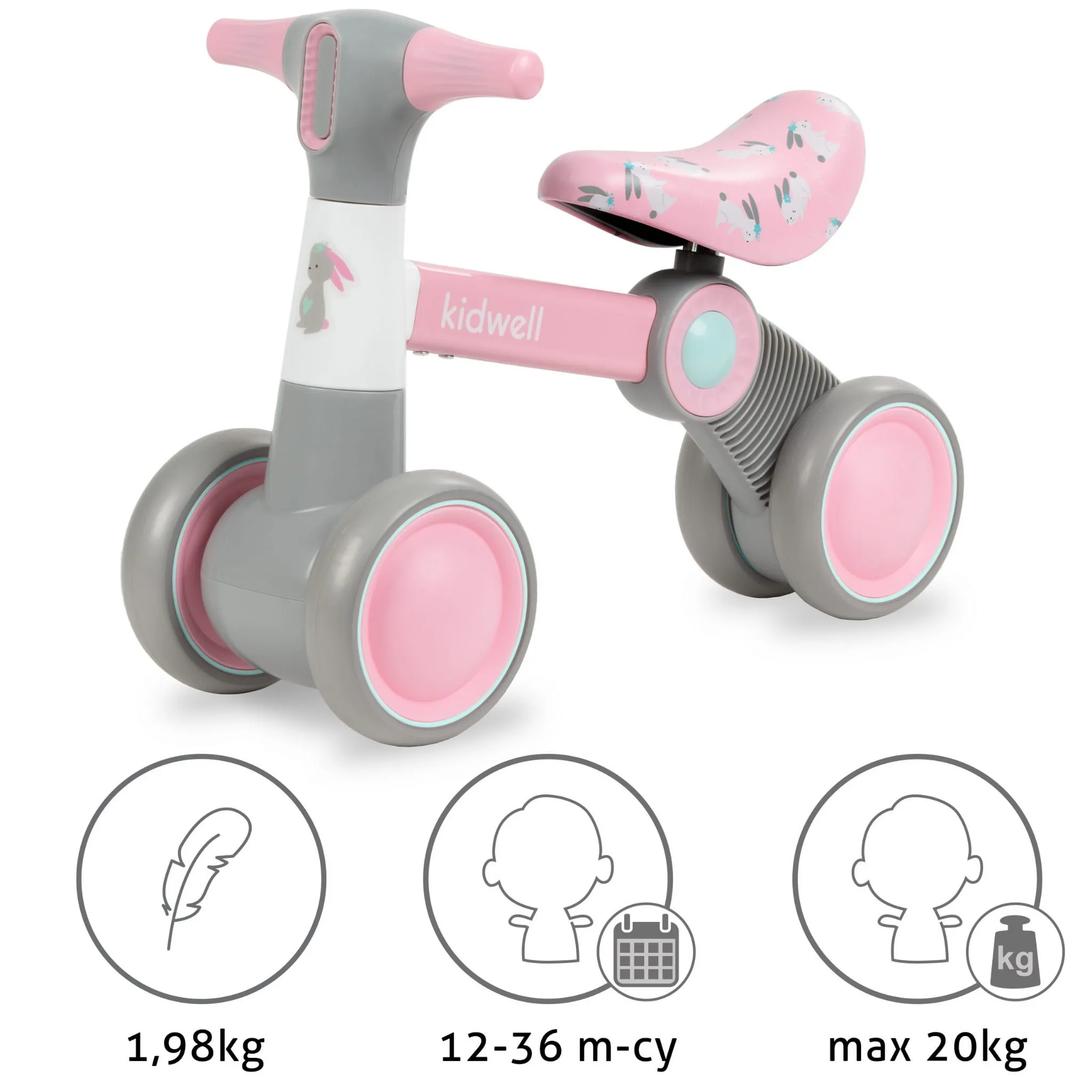 dječji bicikl bez pedala petito bunny roza - slika 17